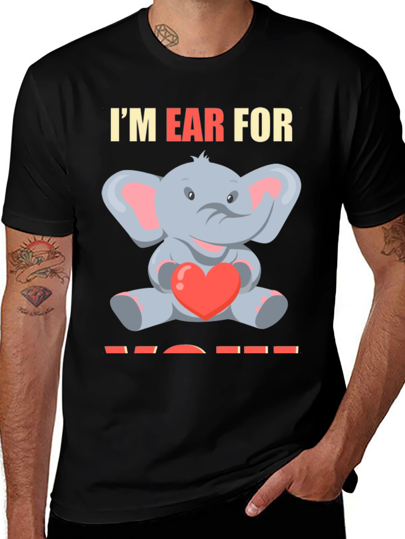 Variant 7 of I'm Ear For You T-Shirt - Cute Elephant Love Tee