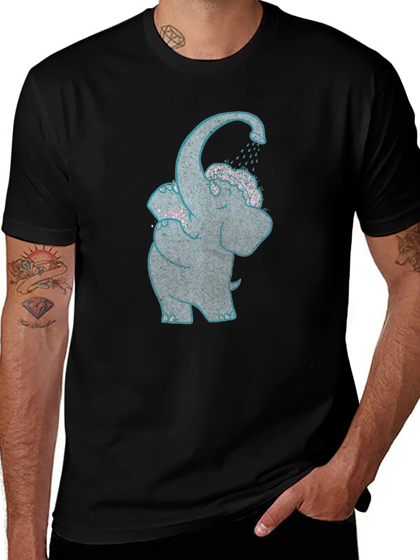 Variant 17 of Elephant Shower T-Shirt - Fun Animal Tee