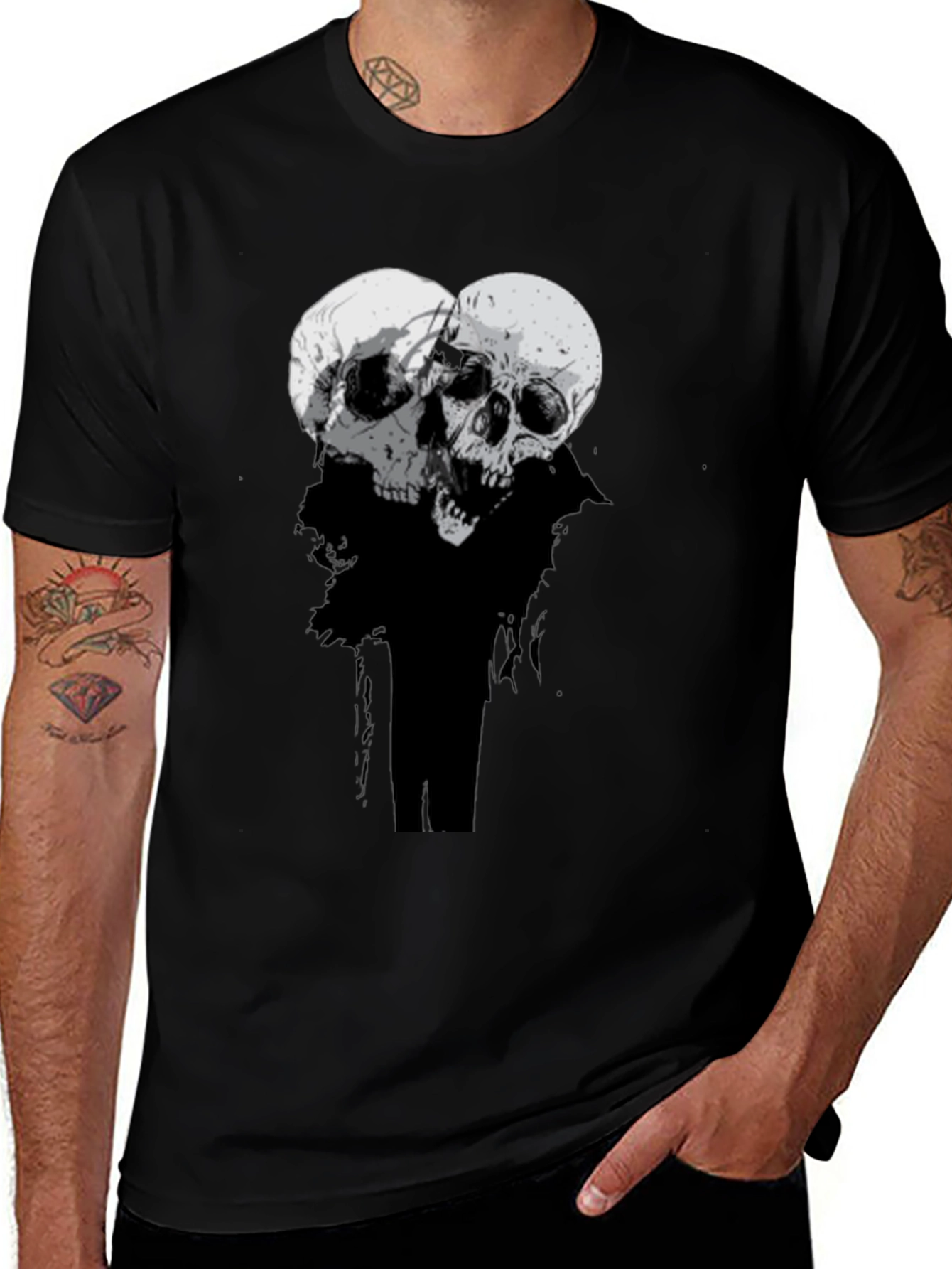 Variant 27 of Skull Duo Graphic Tee - Men's Black T-Shirt