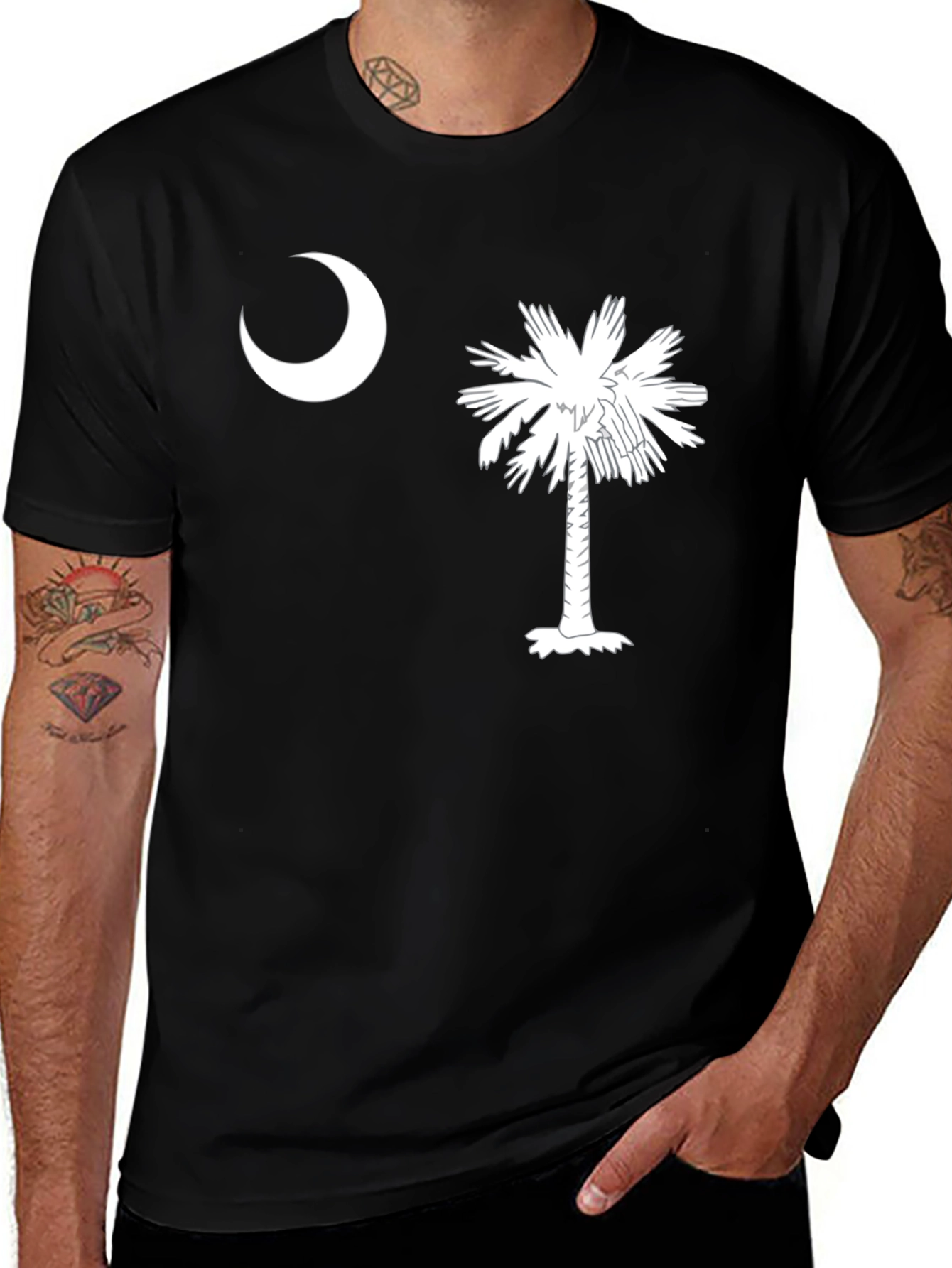 South Carolina Flag T-Shirt - Crescent Moon & Palm Tree