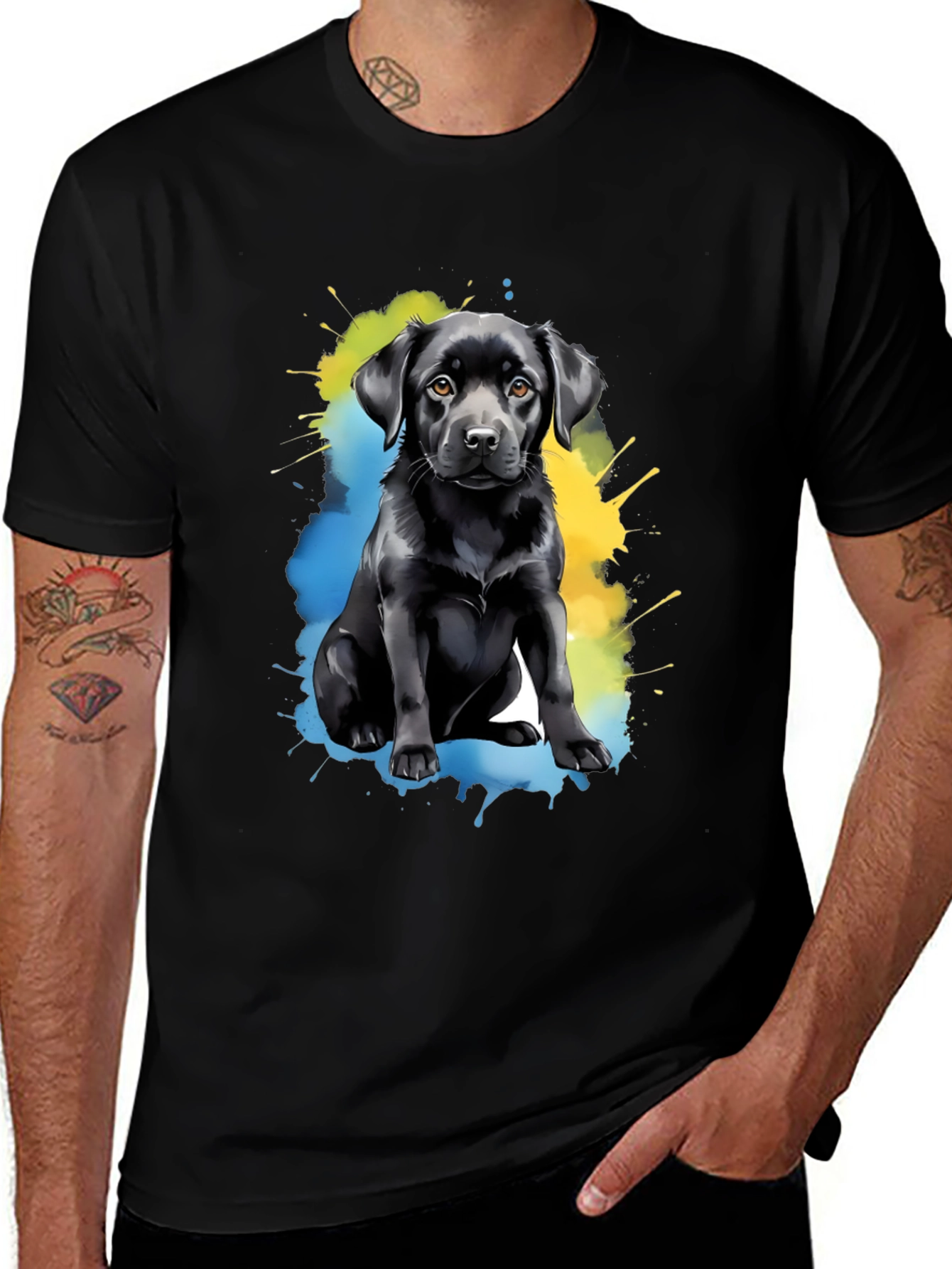 Variant 3 of Black Lab Puppy Watercolor T-Shirt