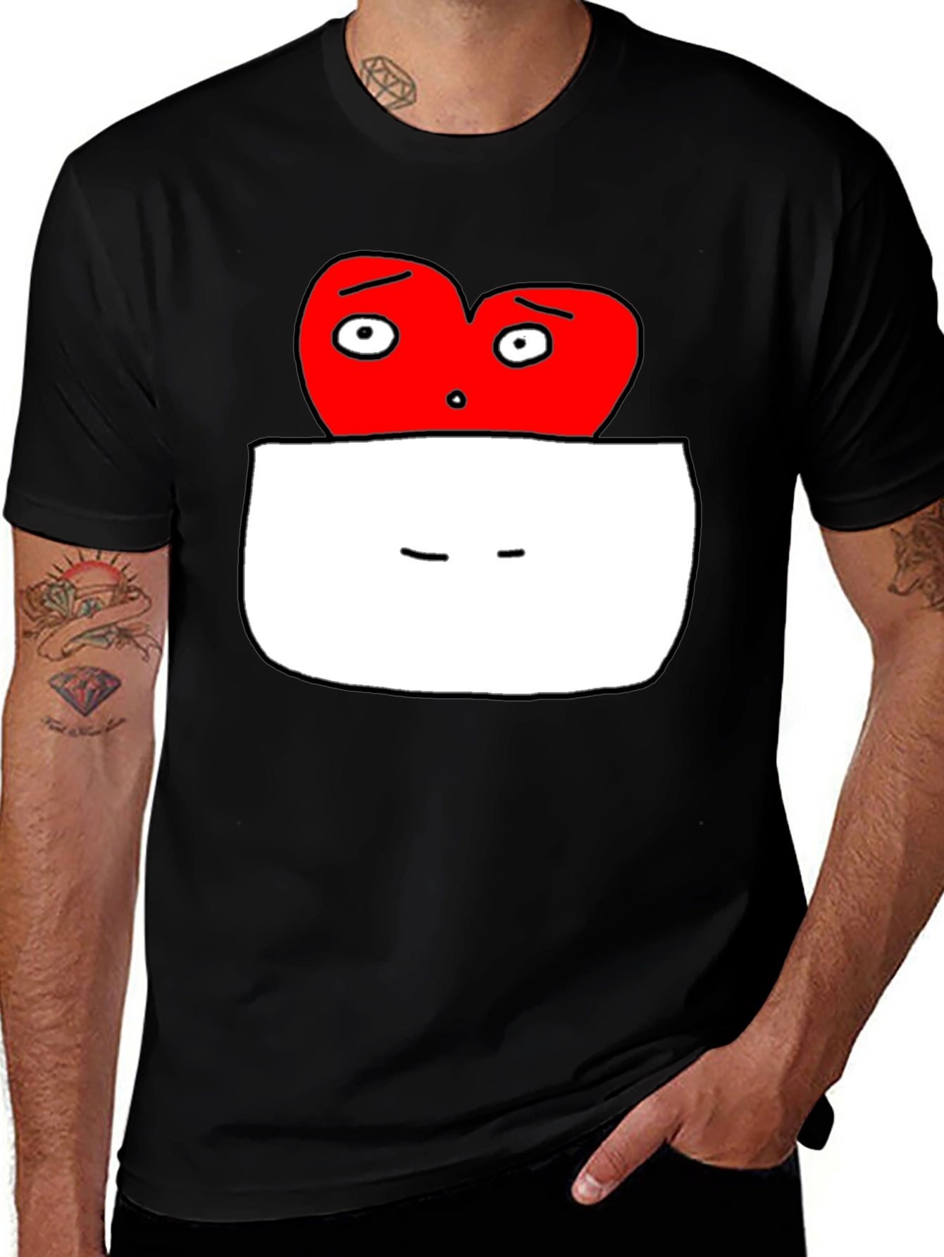 Variant 30 of Heart Pocket Graphic T-Shirt - Funny Cartoon Tee
