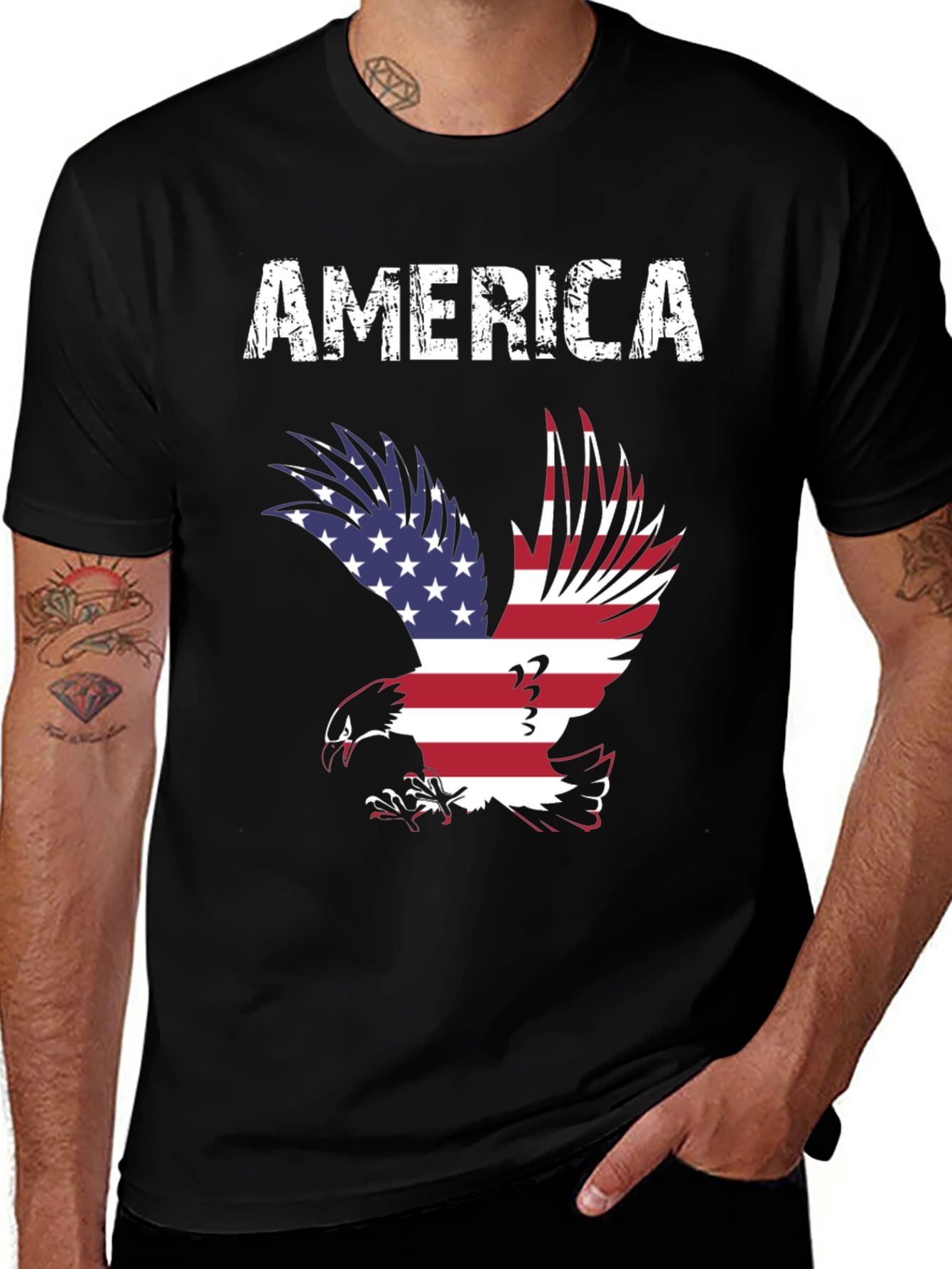 Black America Eagle Graphic Tee - Patriotic USA Flag T-Shirt main image
