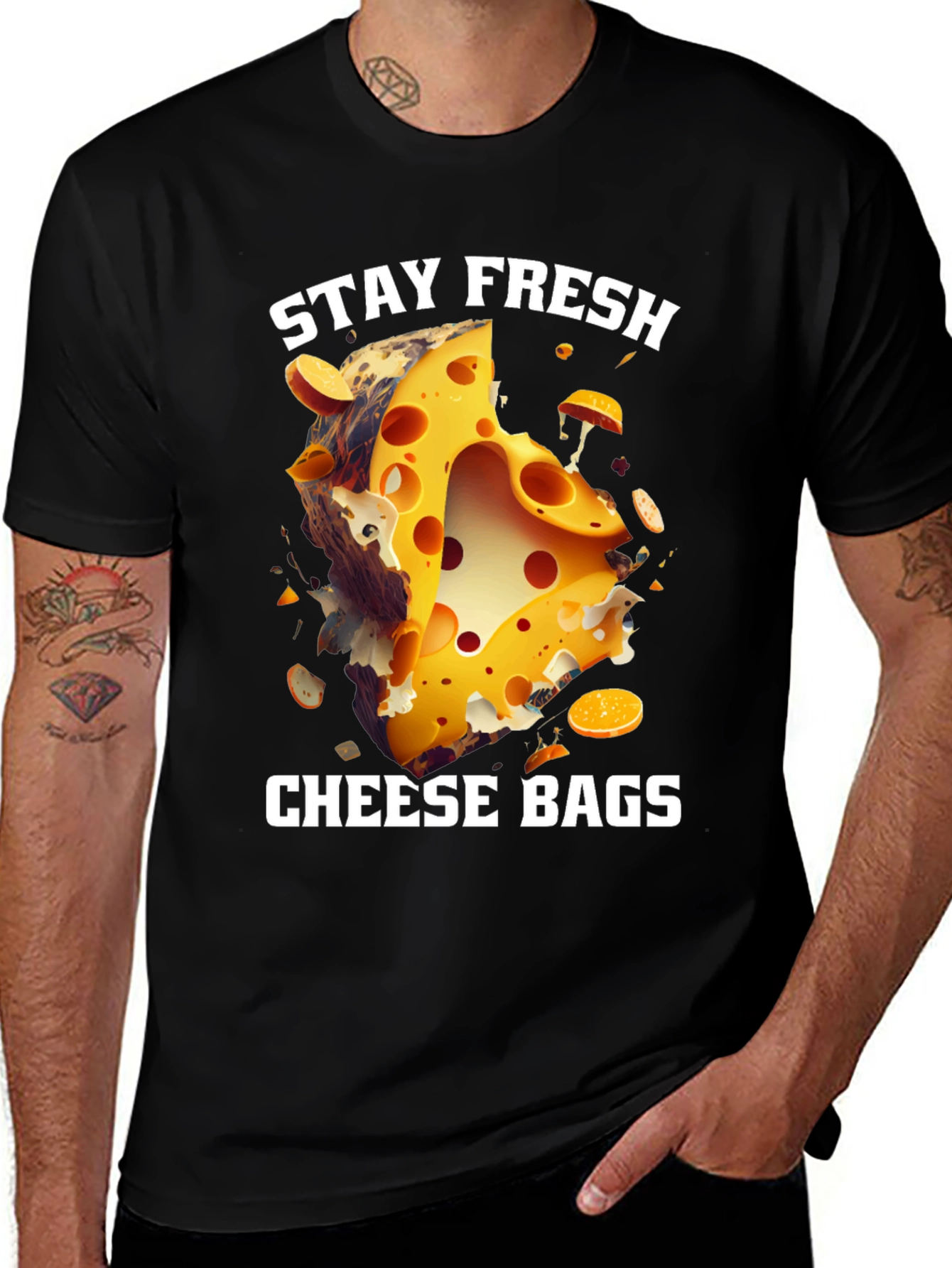 Variant 9 of Stay Fresh Cheese Bags T-Shirt