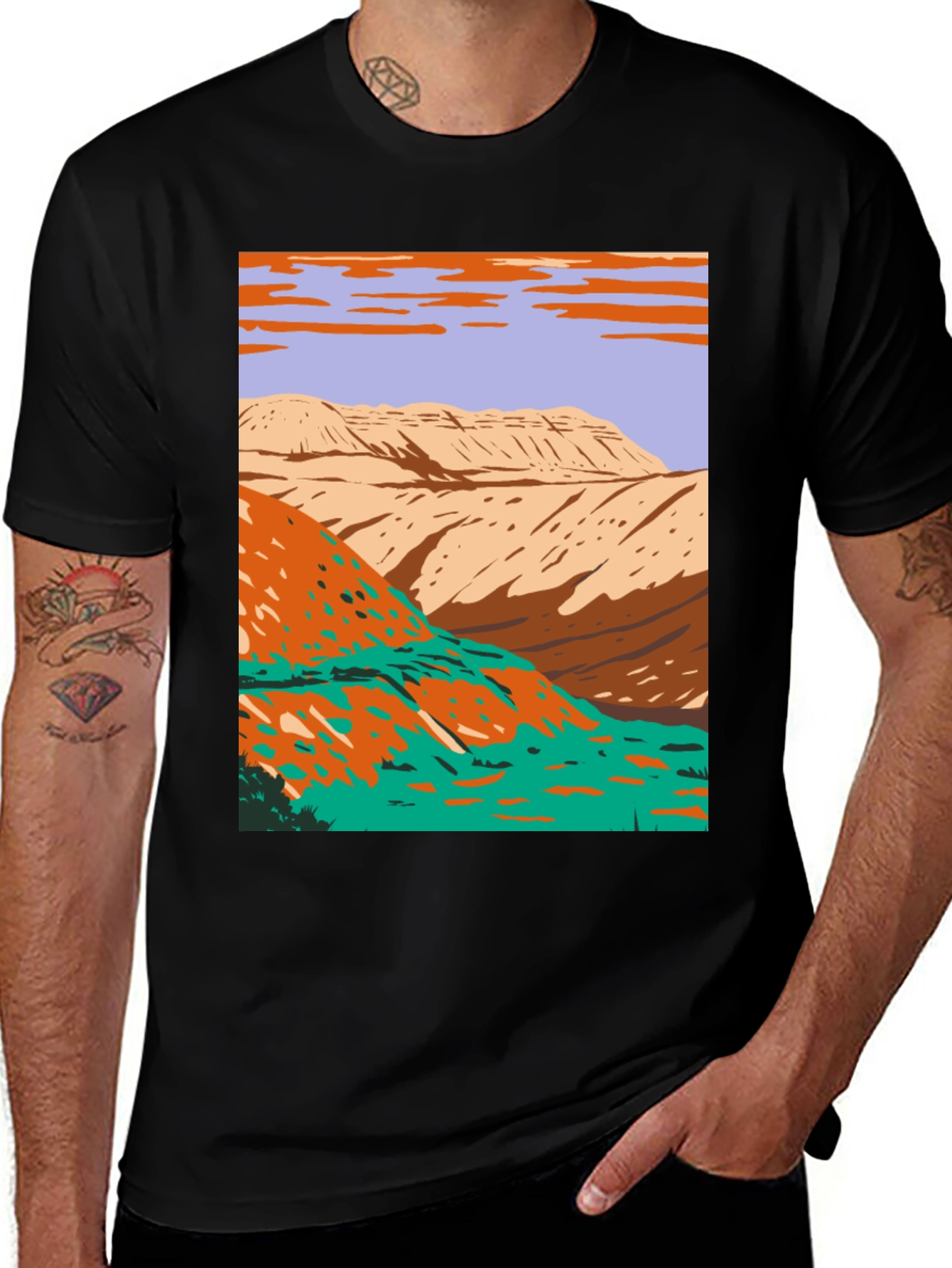 Variant 5 of Retro Landscape Graphic Tee - Black