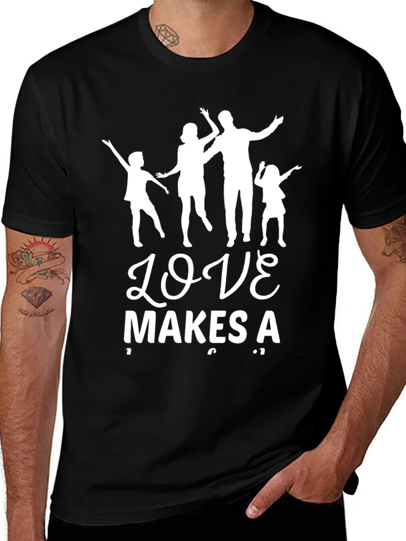 Variant 13 of Love Makes A Family Graphic Tee - Black Unisex T-Shirt
