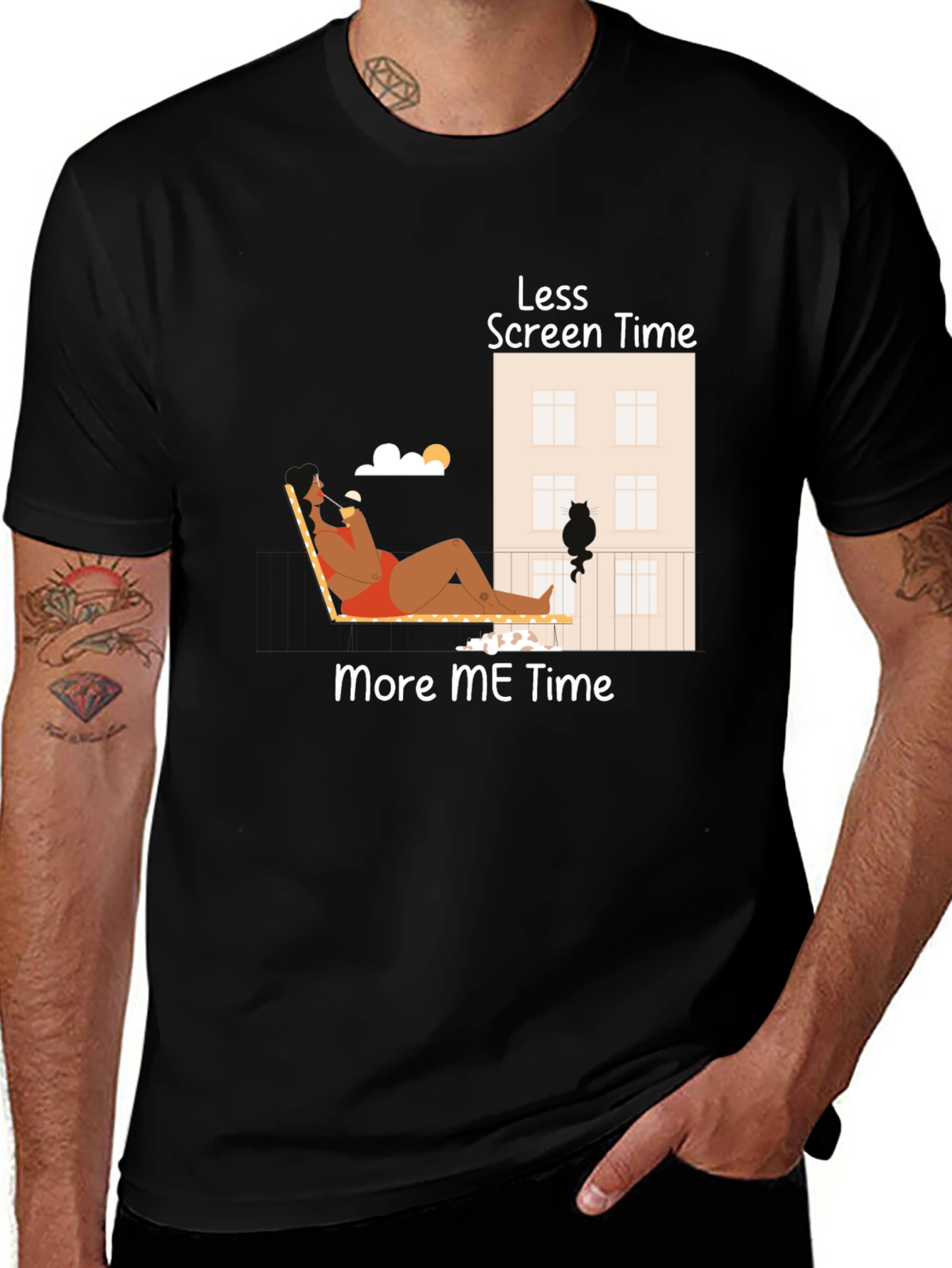 Variant 6 of Less Screen Time More ME Time Black T-Shirt