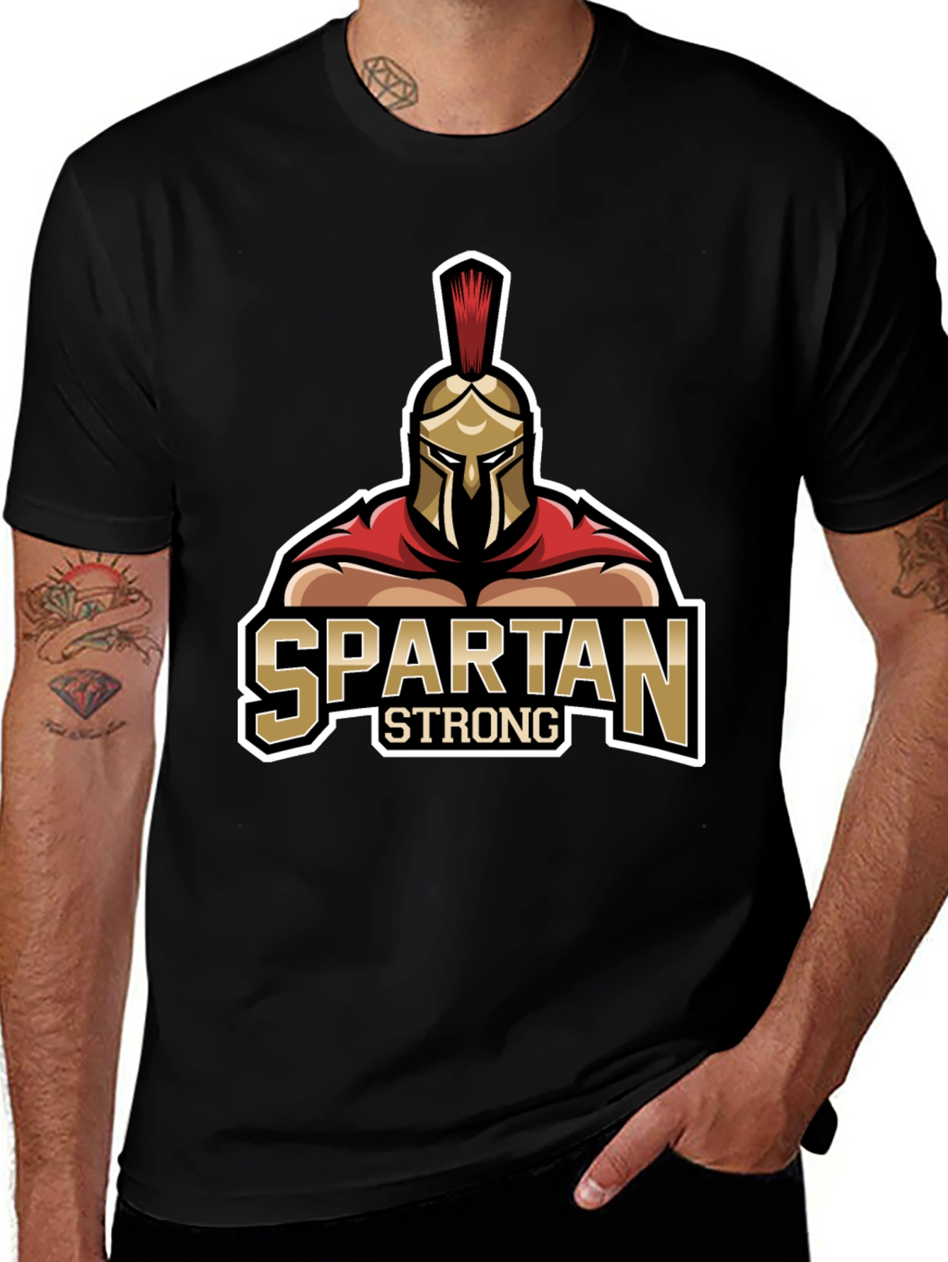 Variant 27 of Spartan Strong Graphic Black T-Shirt