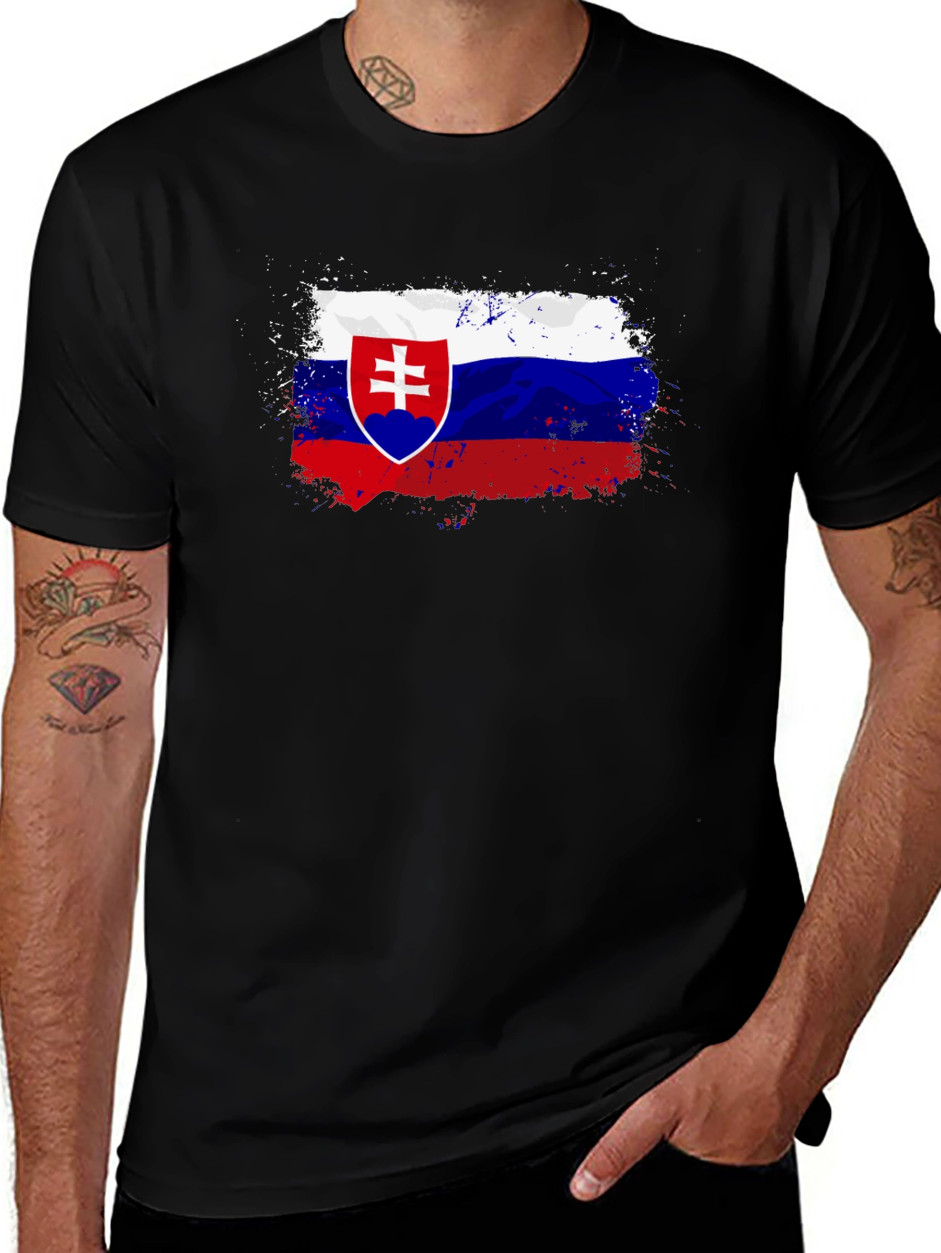 Slovakia Flag T-Shirt - Grunge Design