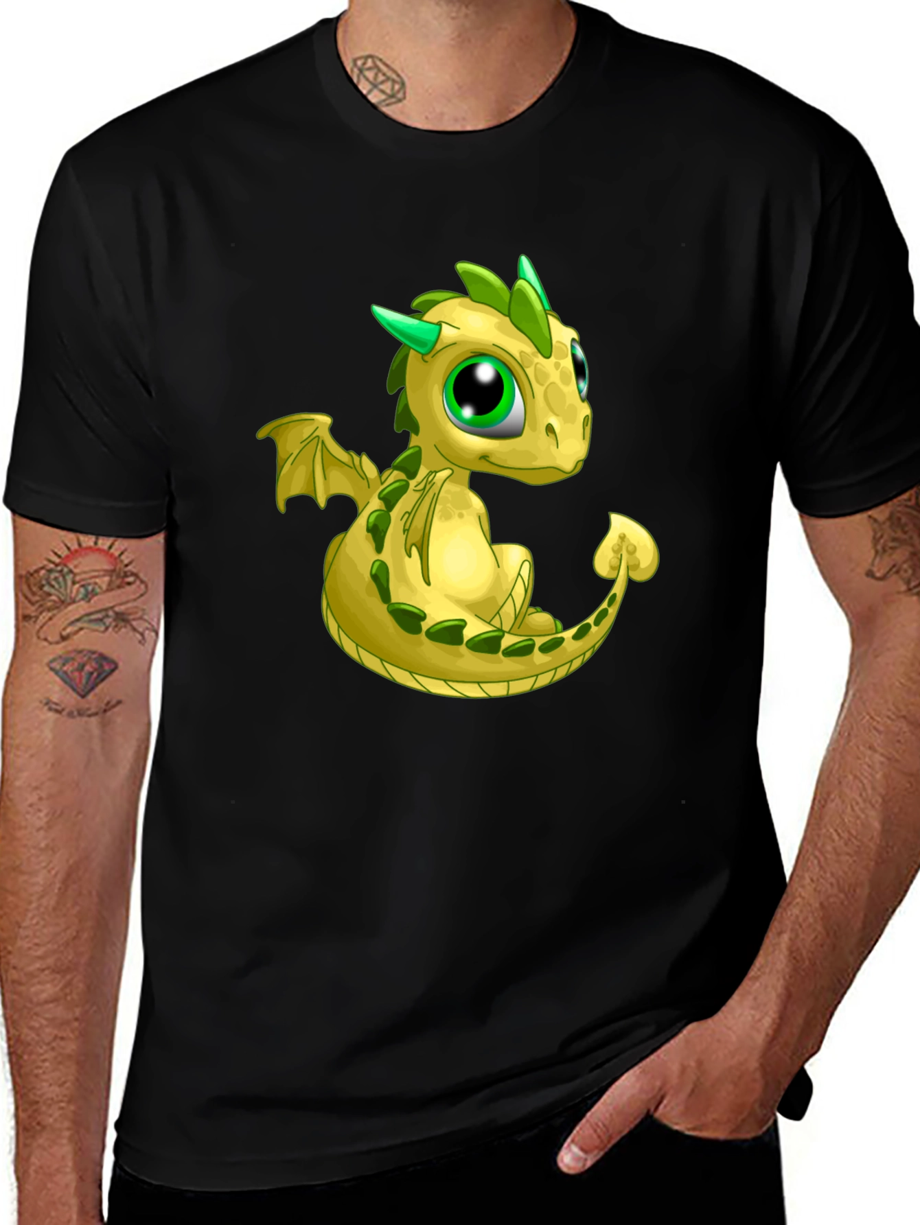 Variant 15 of Cute Dragon Graphic Tee - Black T-Shirt