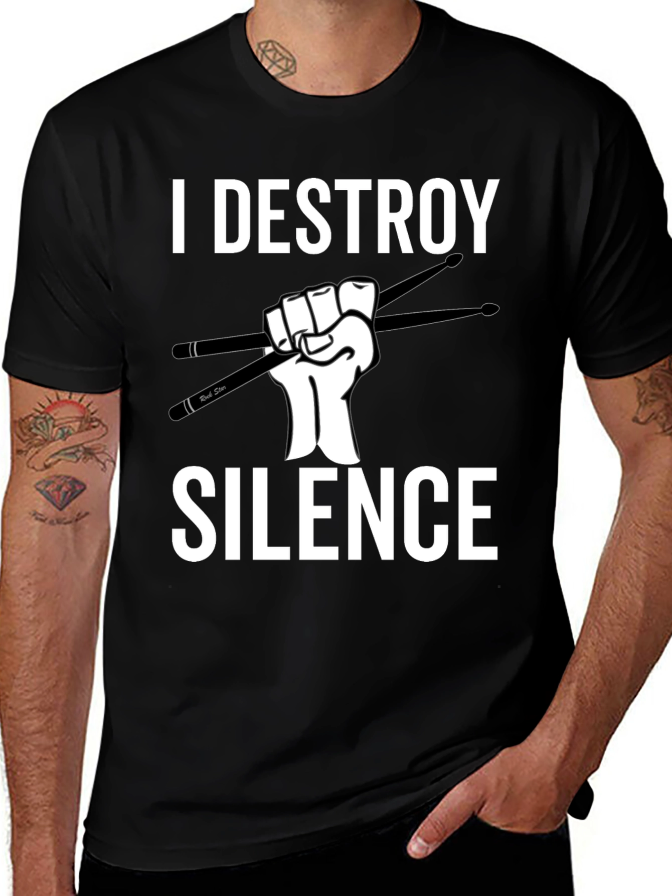 Variant 13 of I Destroy Silence T-Shirt: Drummer Humor Tee