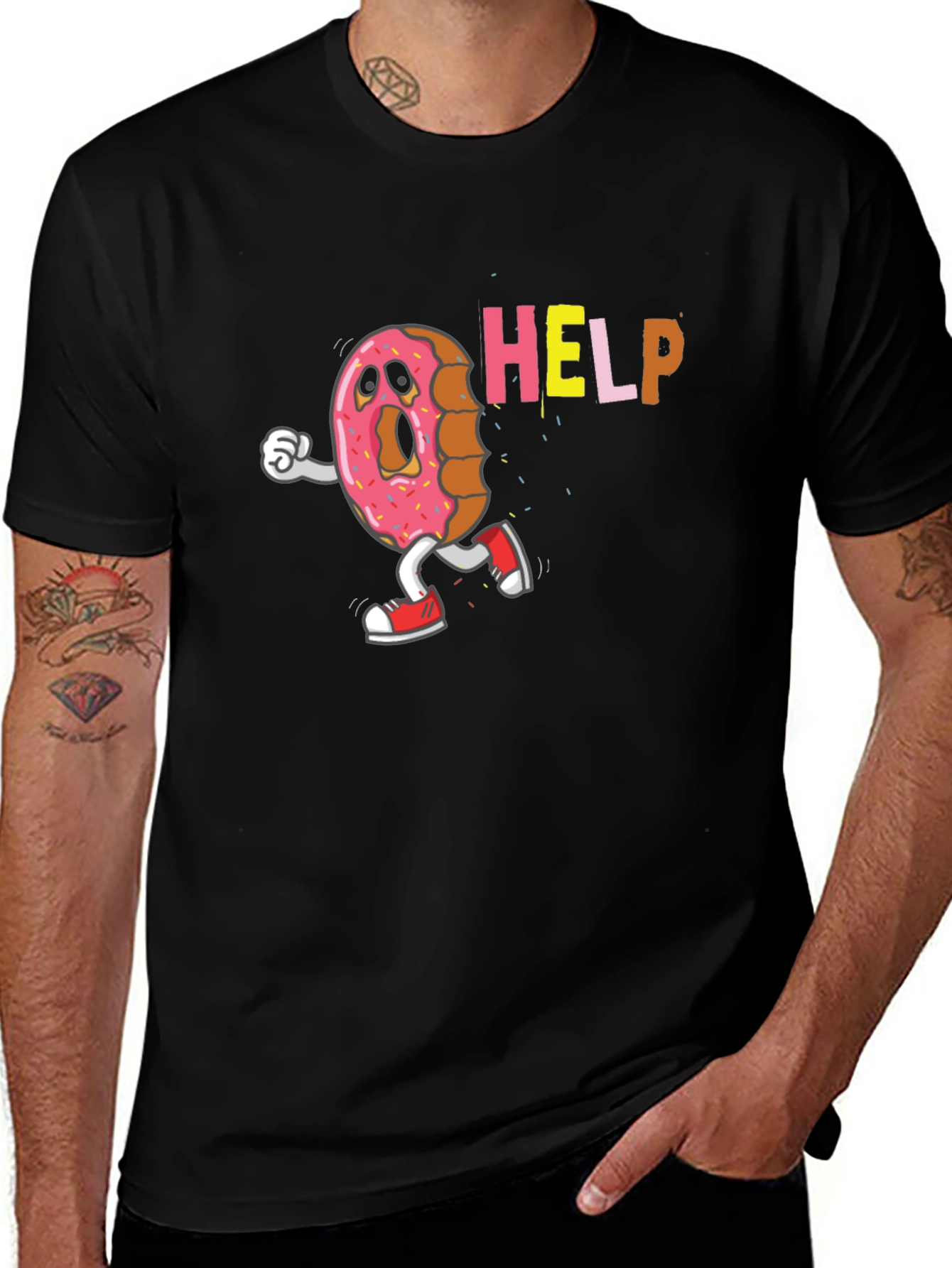 Variant 11 of Scared Donut HELP! Graphic T-Shirt