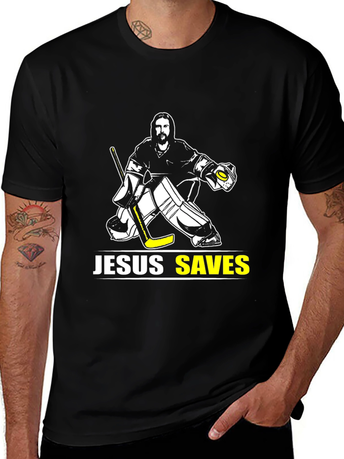 Variant 15 of Jesus Saves Hockey Goalie Graphic T-Shirt