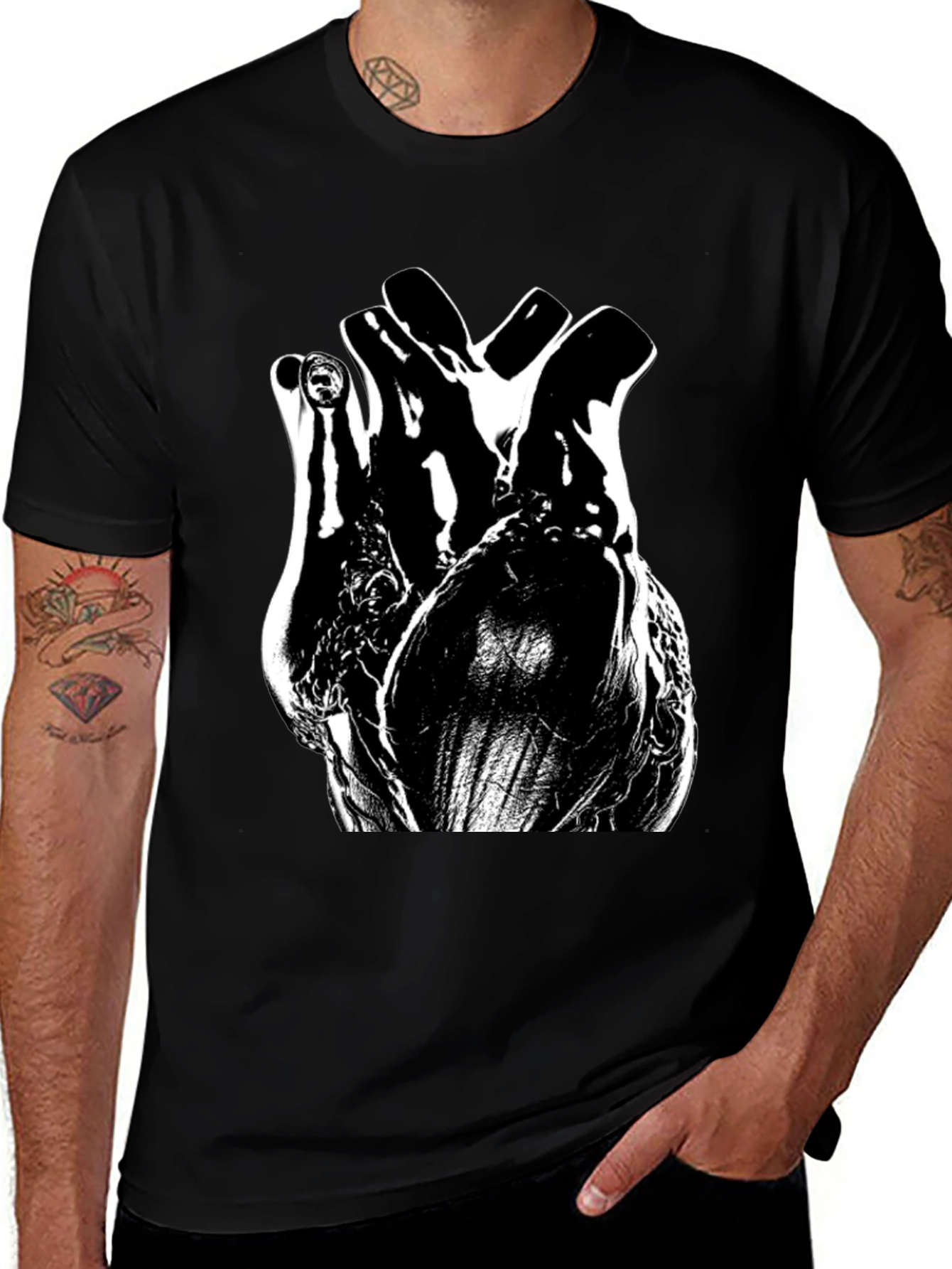Variant 12 of Anatomical Heart Black Graphic Tee