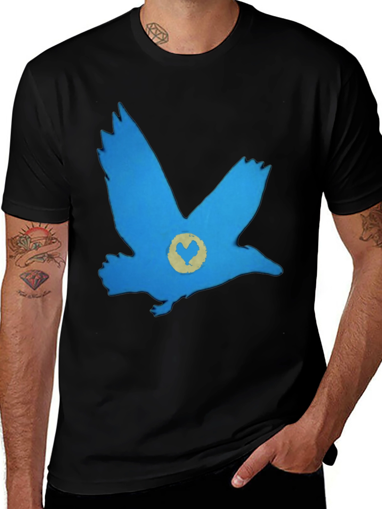 Variant 15 of Blue Bird Graphic Black T-Shirt - Casual Comfort