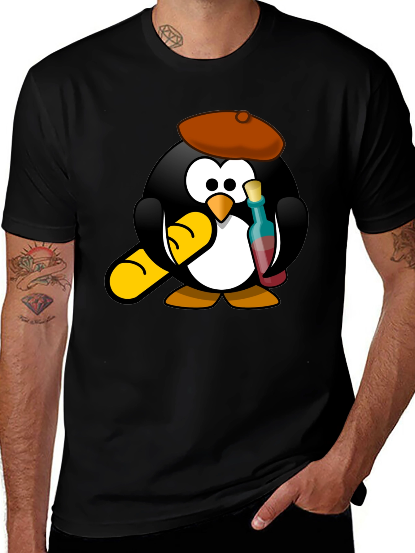 Variant 6 of Wine Lover Penguin Black T-Shirt