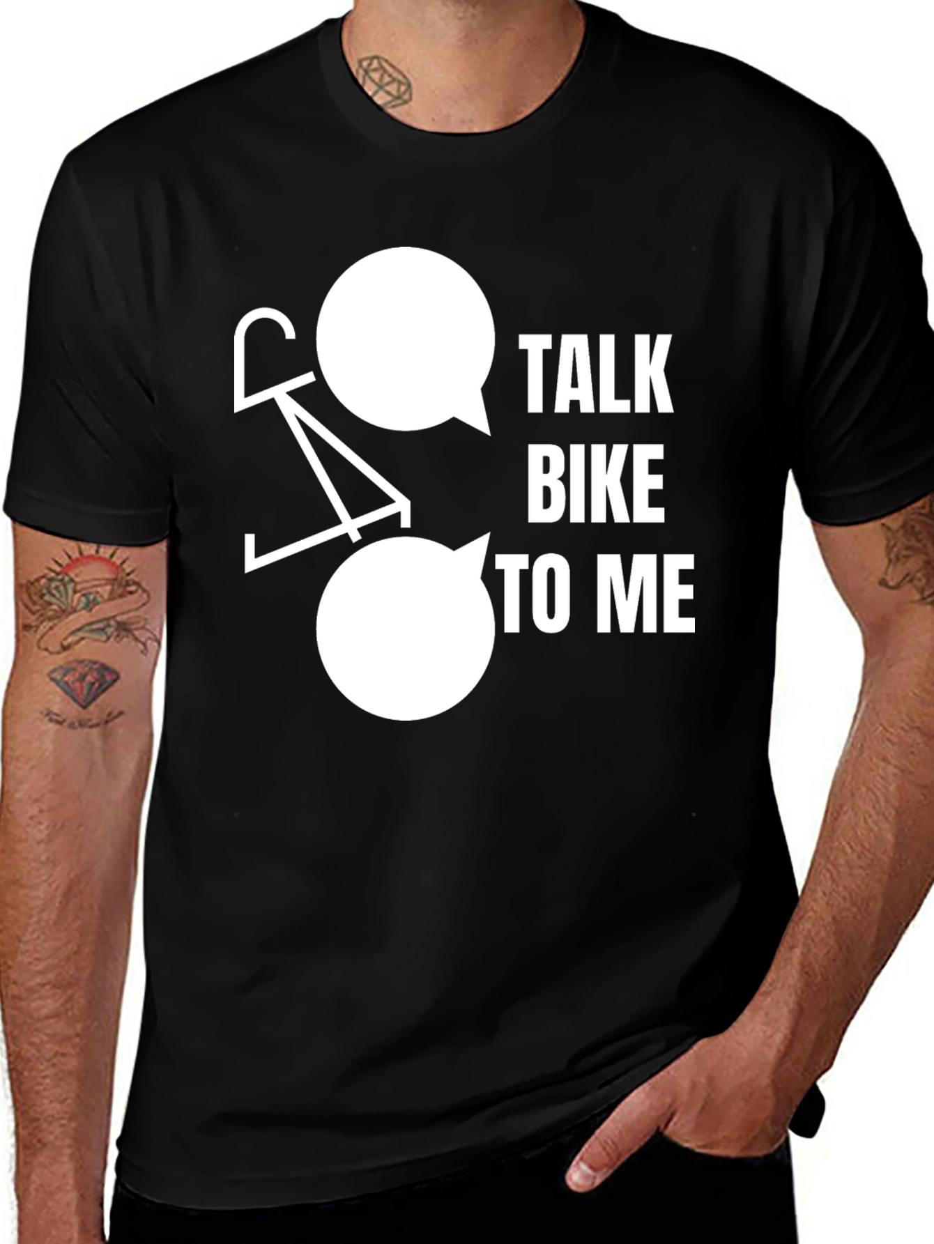 Variant 22 of Talk Bike to Me Graphic Tee - Black Cotton T-Shirt