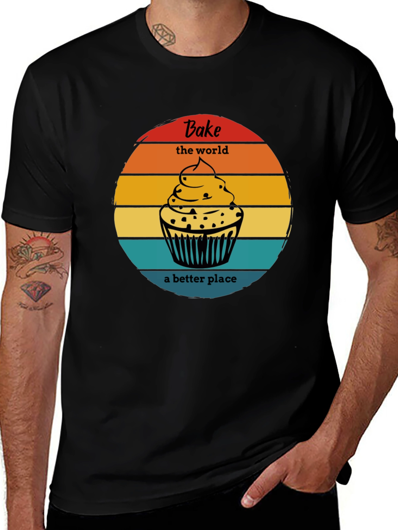 Variant 15 of Bake the World Tee - Cupcake Graphic T-Shirt