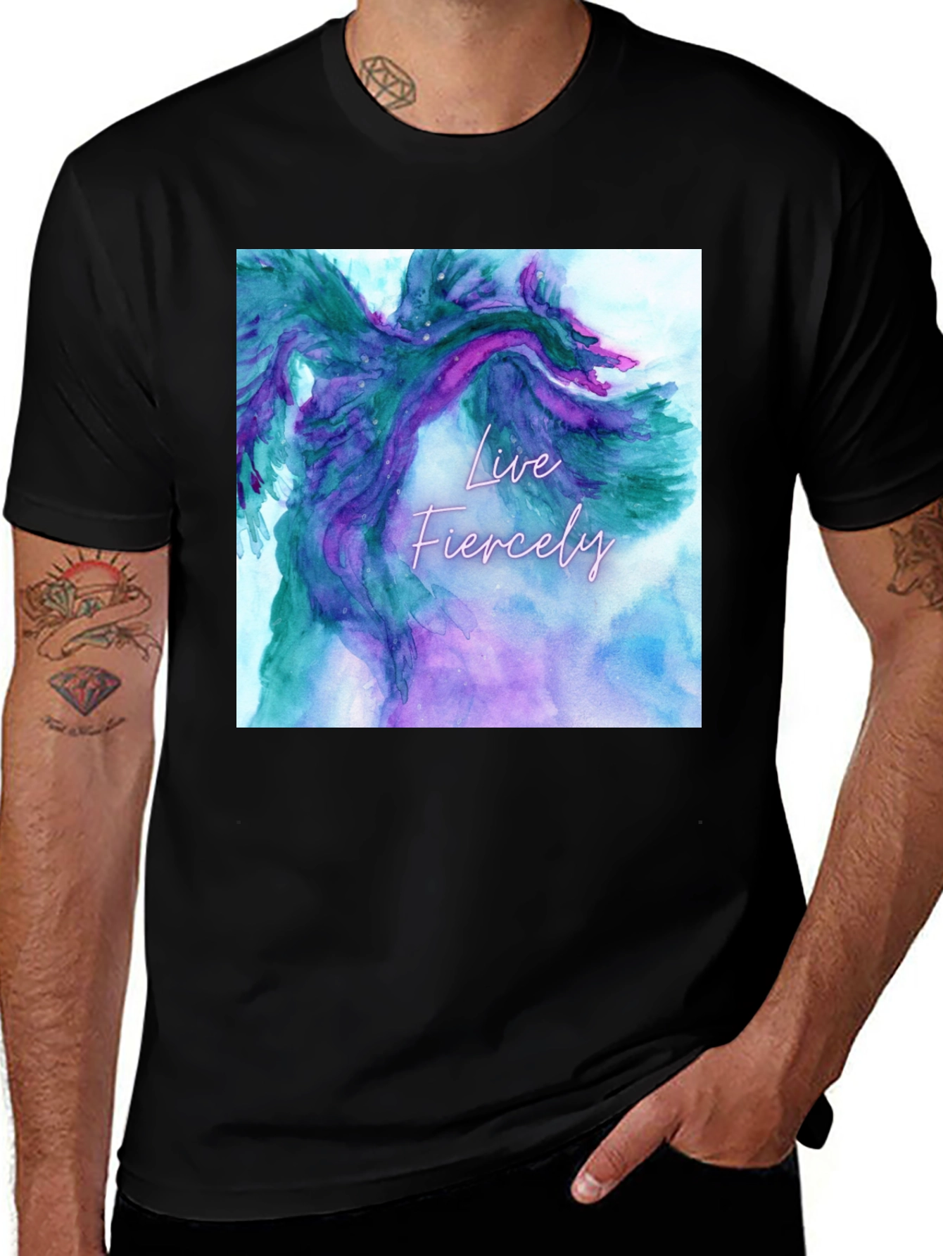 Variant 10 of Live Fiercely Graphic Tee - Watercolor Wings