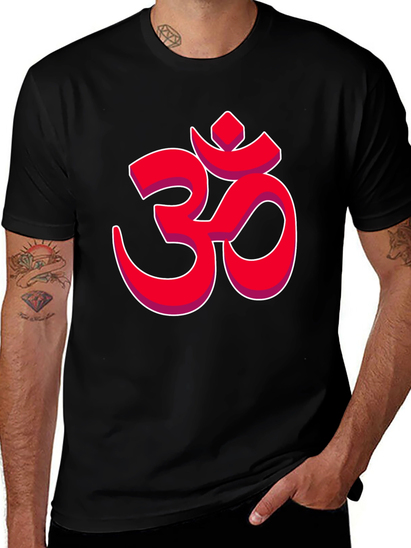 Variant 9 of Men's Black T-Shirt with Om Symbol