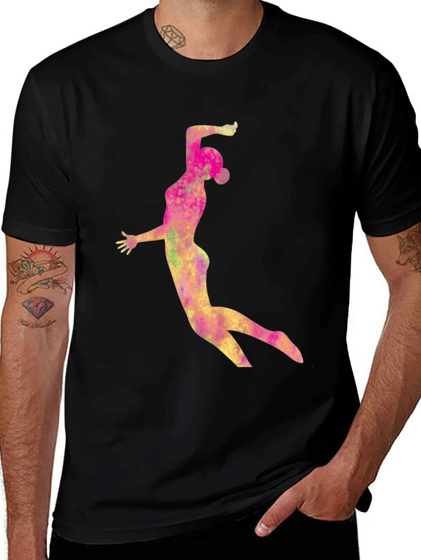 Variant 21 of Watercolor Woman T-Shirt - Black