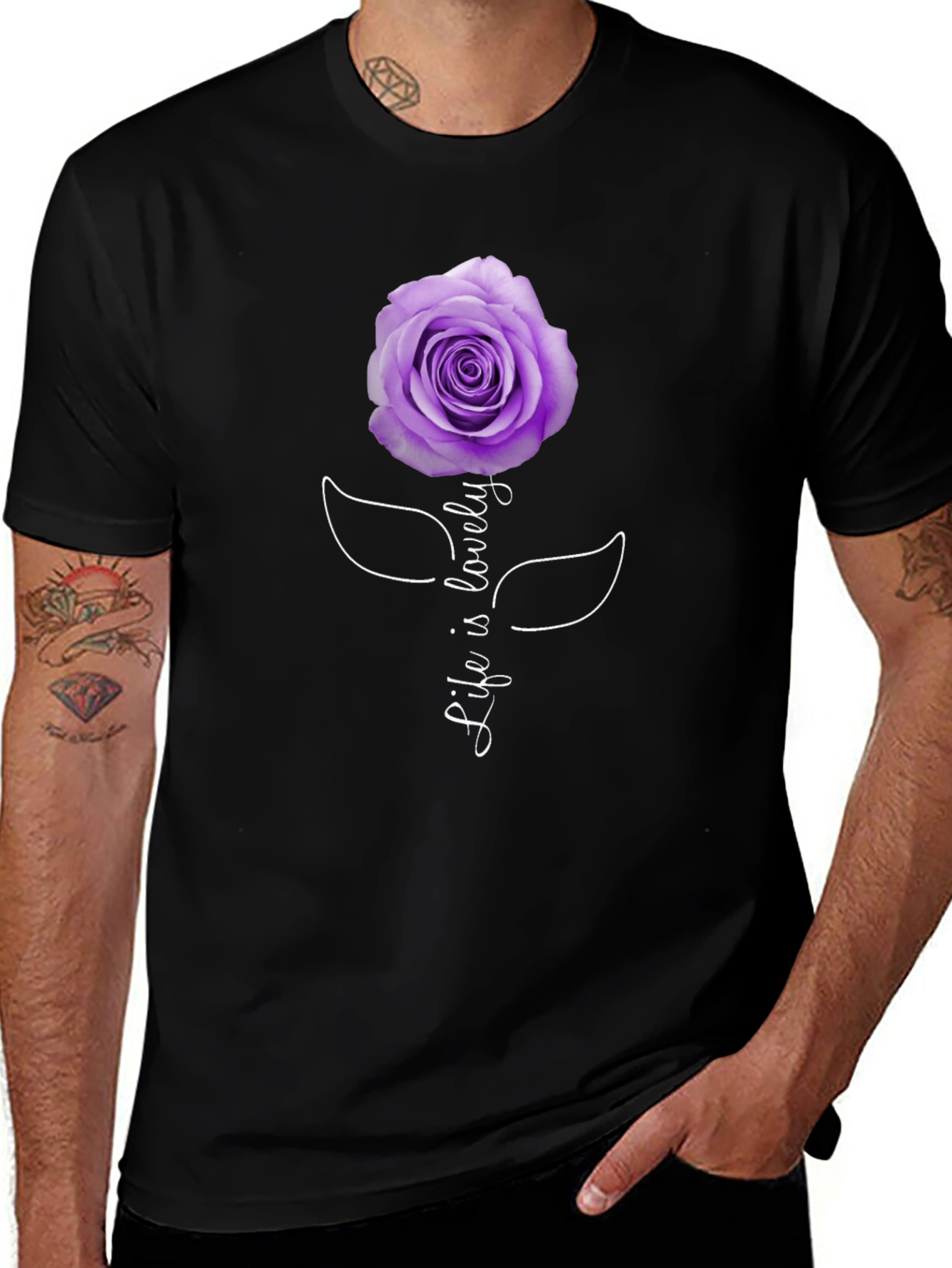 Variant 30 of Life is Lovely Rose Graphic Tee - Black