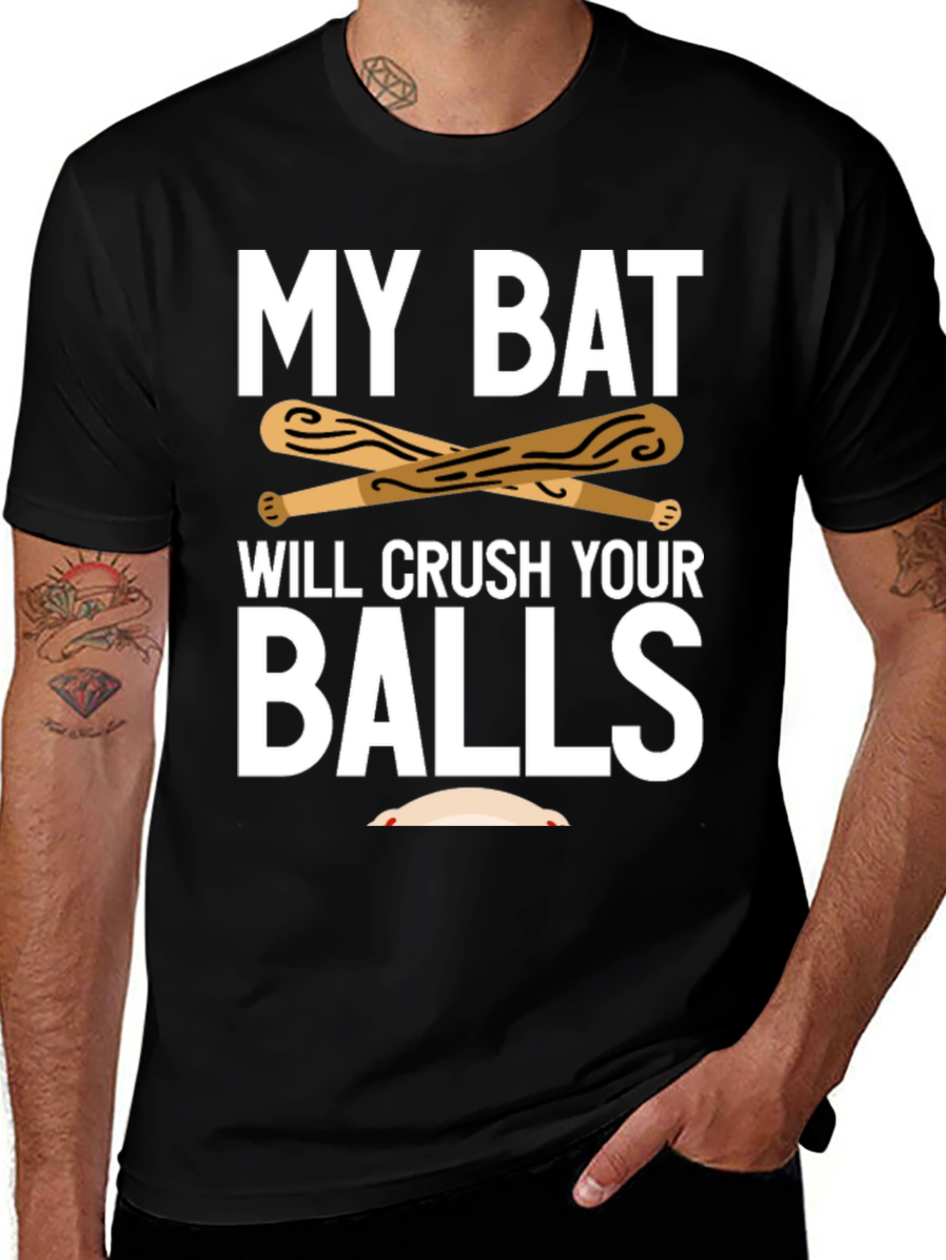 Variant 29 of My Bat Will Crush Your Balls Funny Baseball T-Shirt
