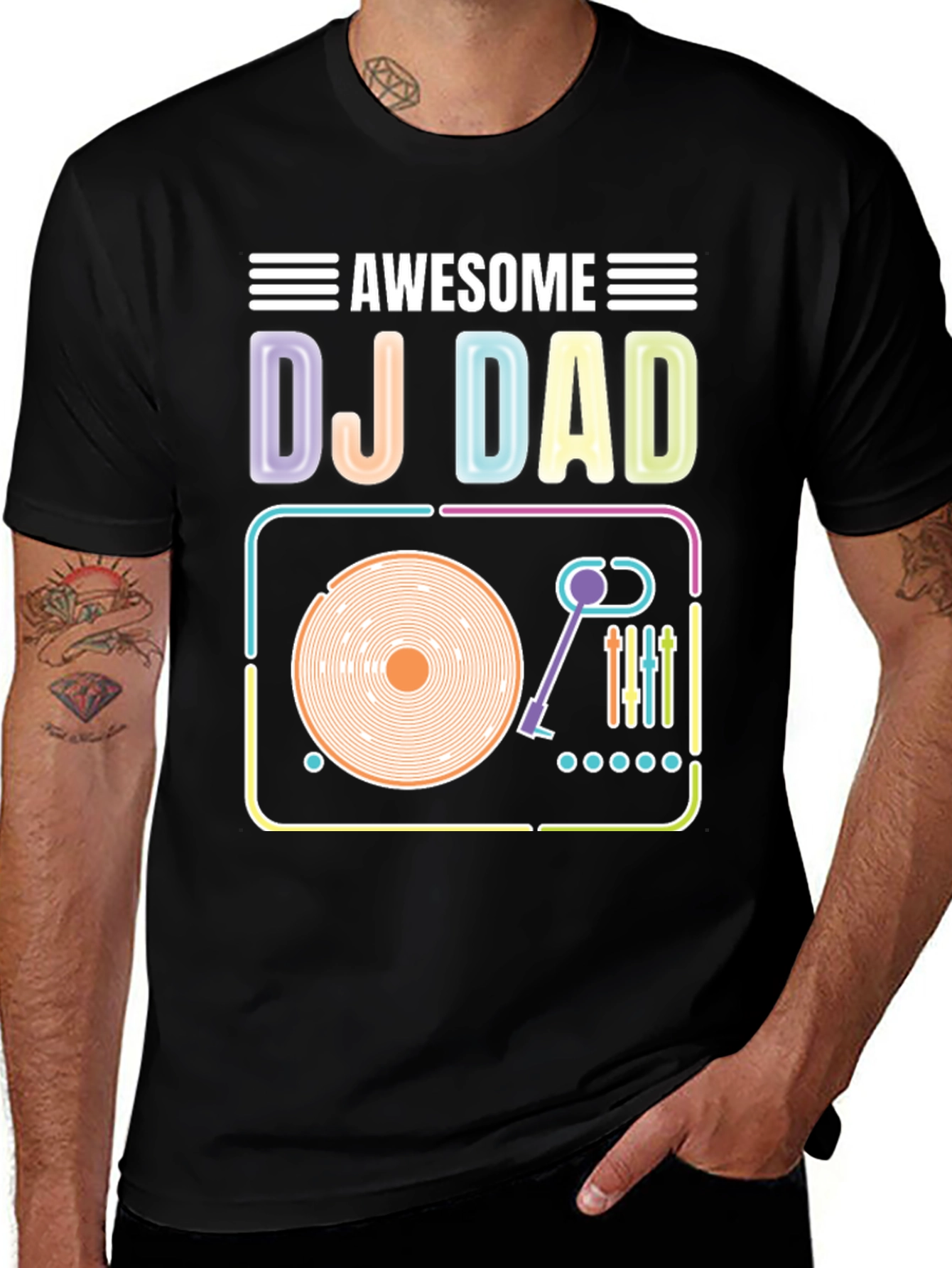 Awesome DJ Dad T-Shirt Turntable Graphic