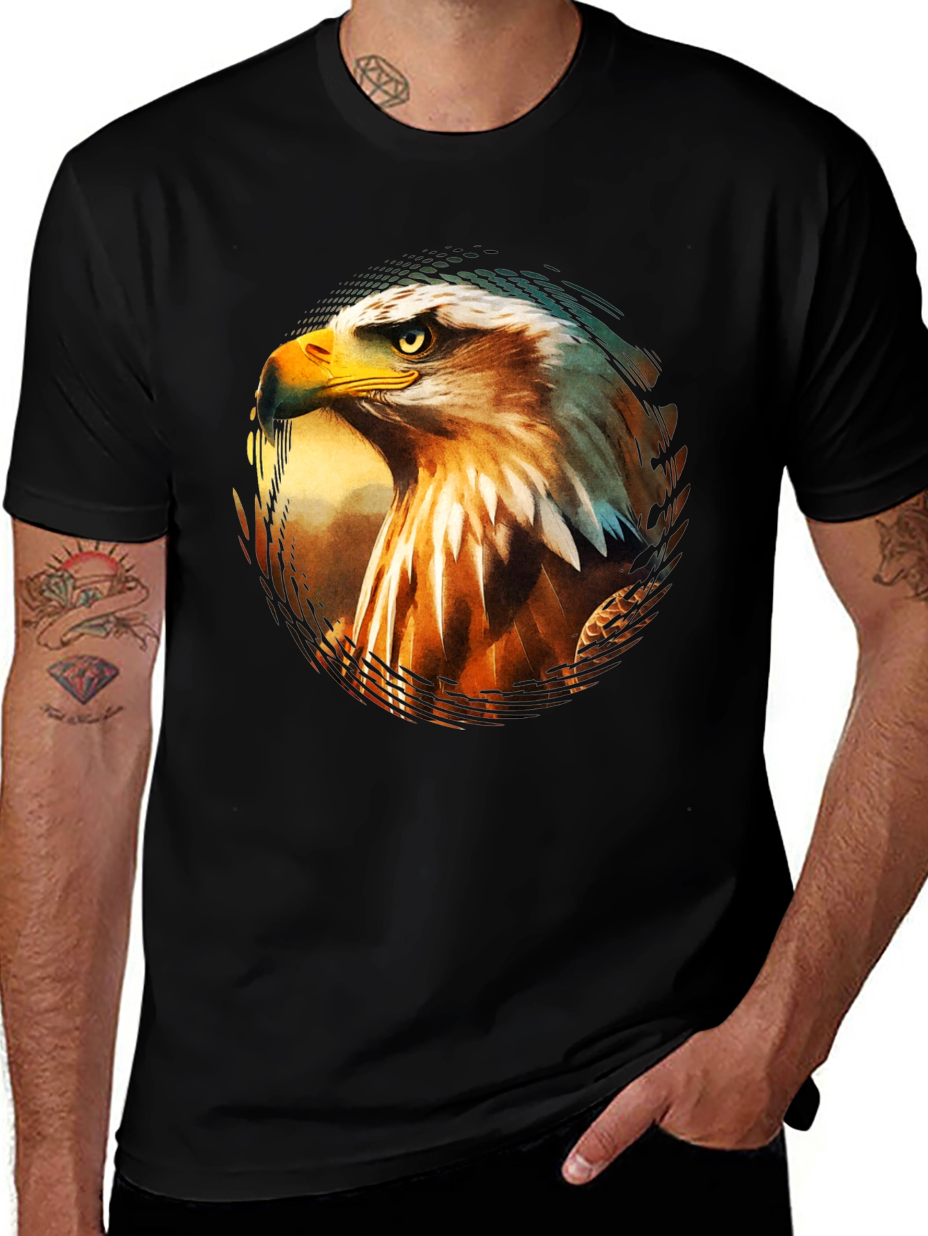 Variant 25 of Bold Eagle Graphic Print Black T-Shirt
