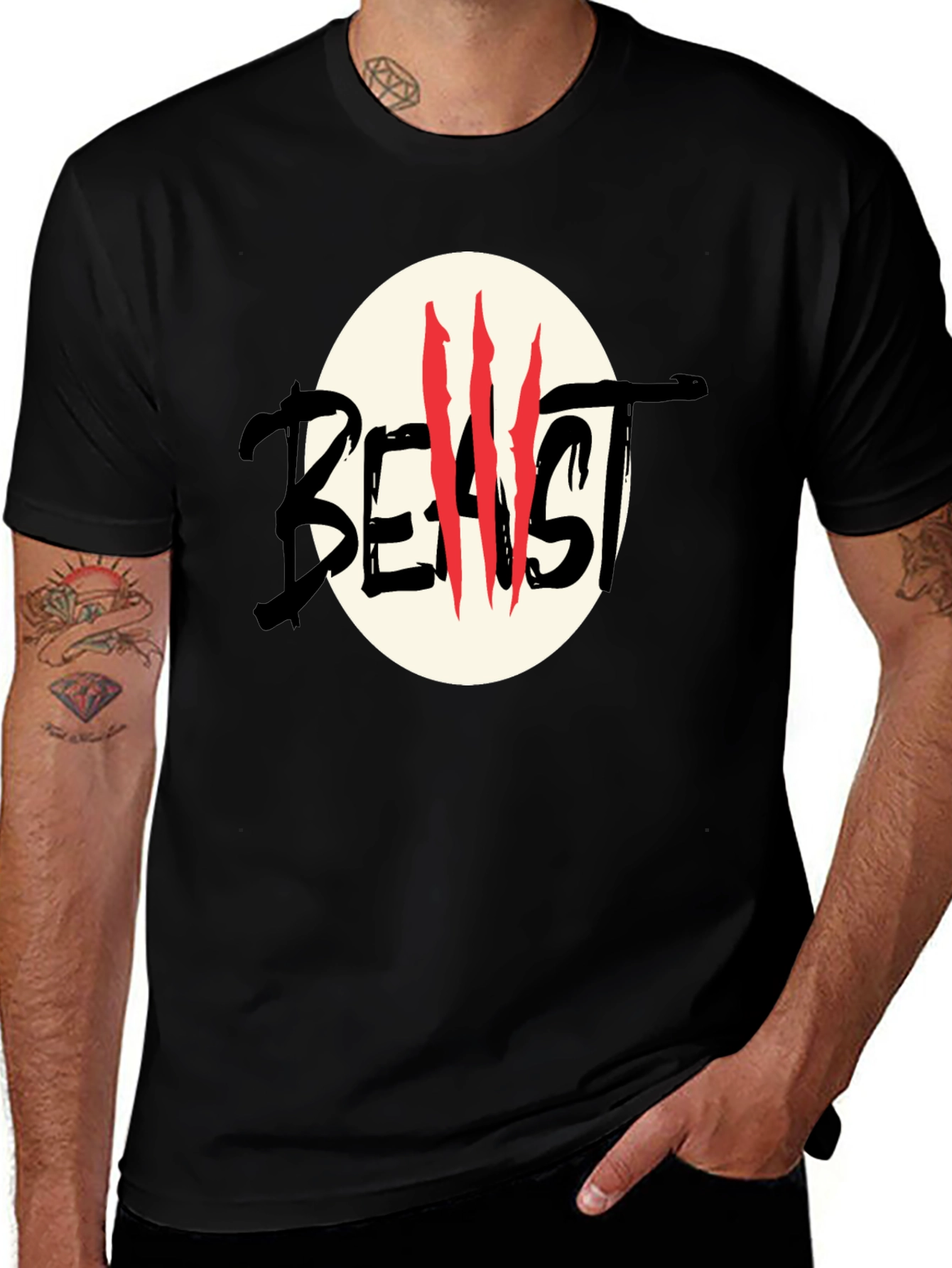 Variant 2 of Beast Graphic Black T-Shirt