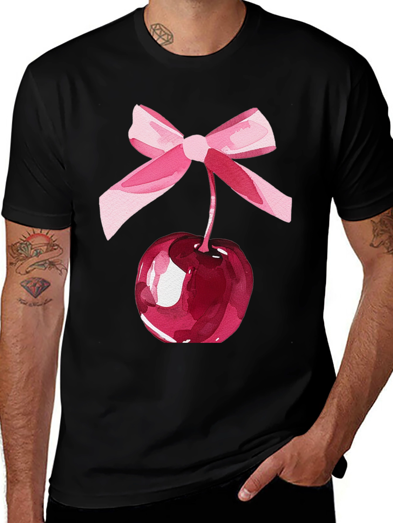 Cherry Bow Graphic Tee - Stylish Casual Wear