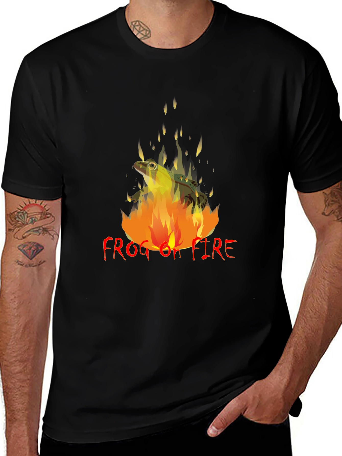 Frog on Fire Graphic Tee - Unique Design