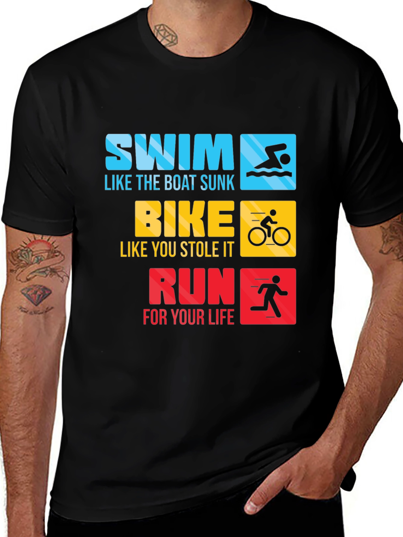 Variant 5 of Swim Bike Run Triathlon T-Shirt