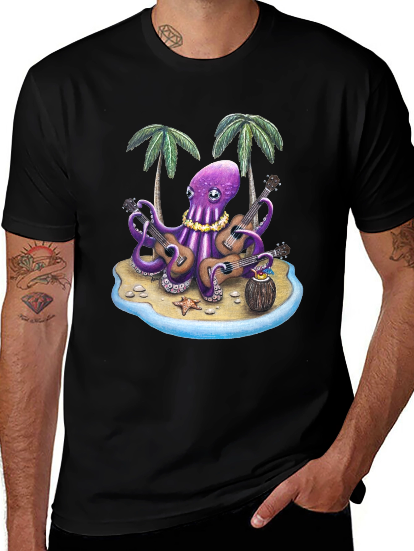 Variant 9 of Musical Octopus Hawaiian T-Shirt