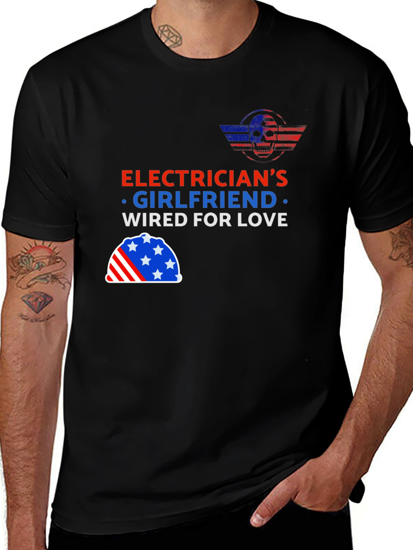 Variant 5 of Electrician's Girlfriend Wired For Love Black T-Shirt