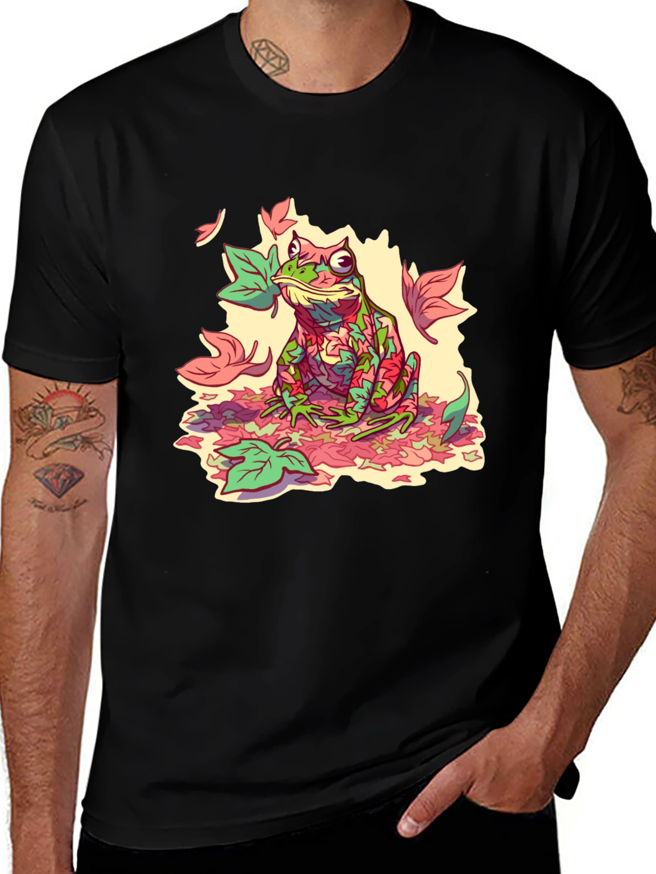 Variant 18 of Leaf Frog Graphic Tee - Men's Black T-Shirt