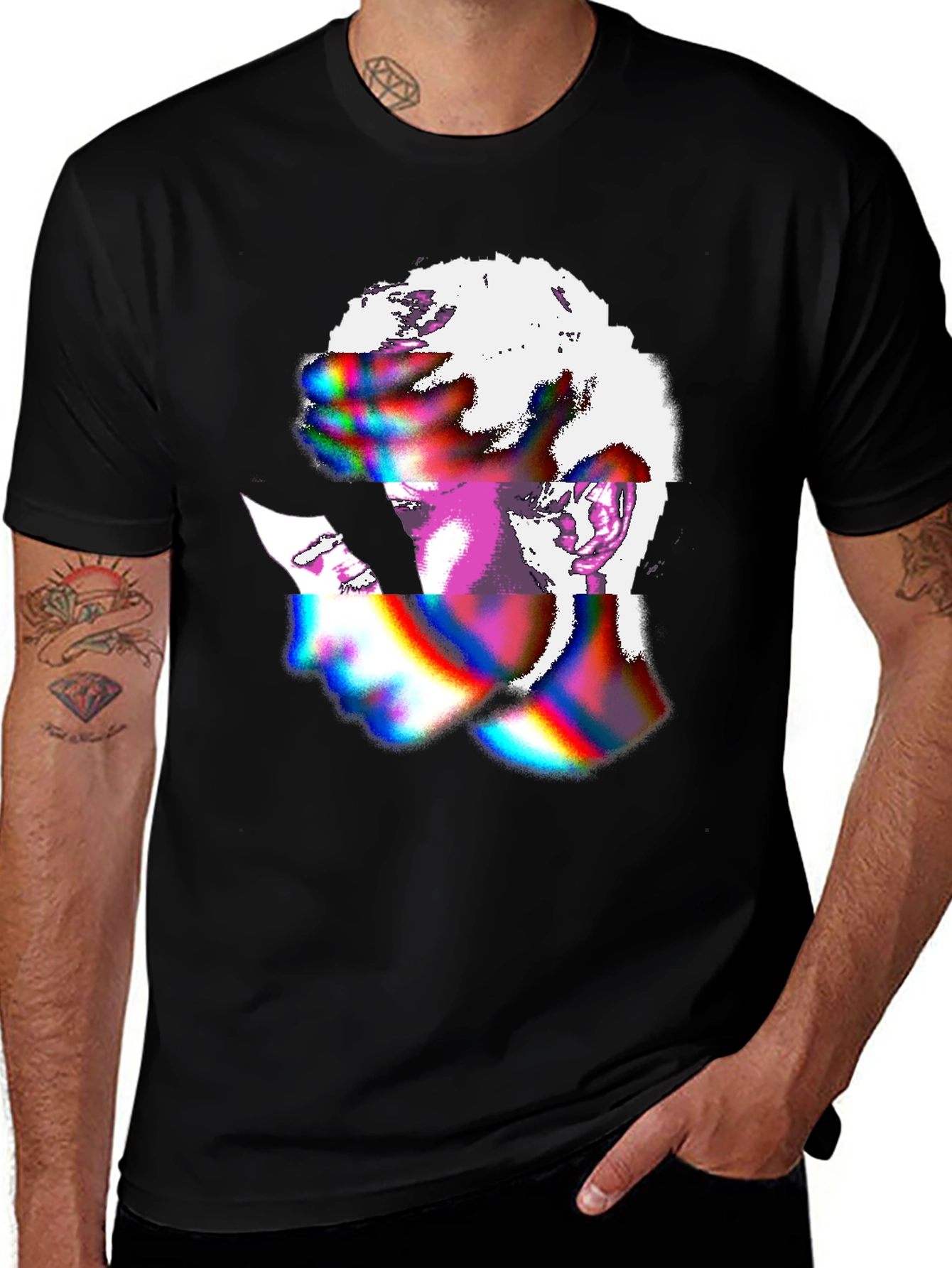 Variant 13 of Abstract Glitch Art Graphic Tee - Black Unisex Shirt