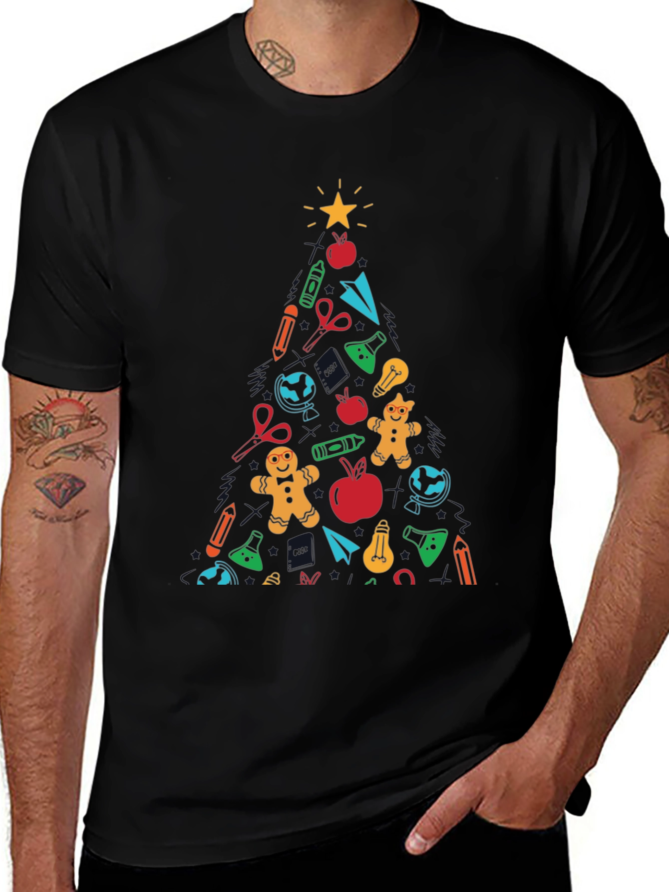 Festive Teacher Christmas Tree Graphic Tee