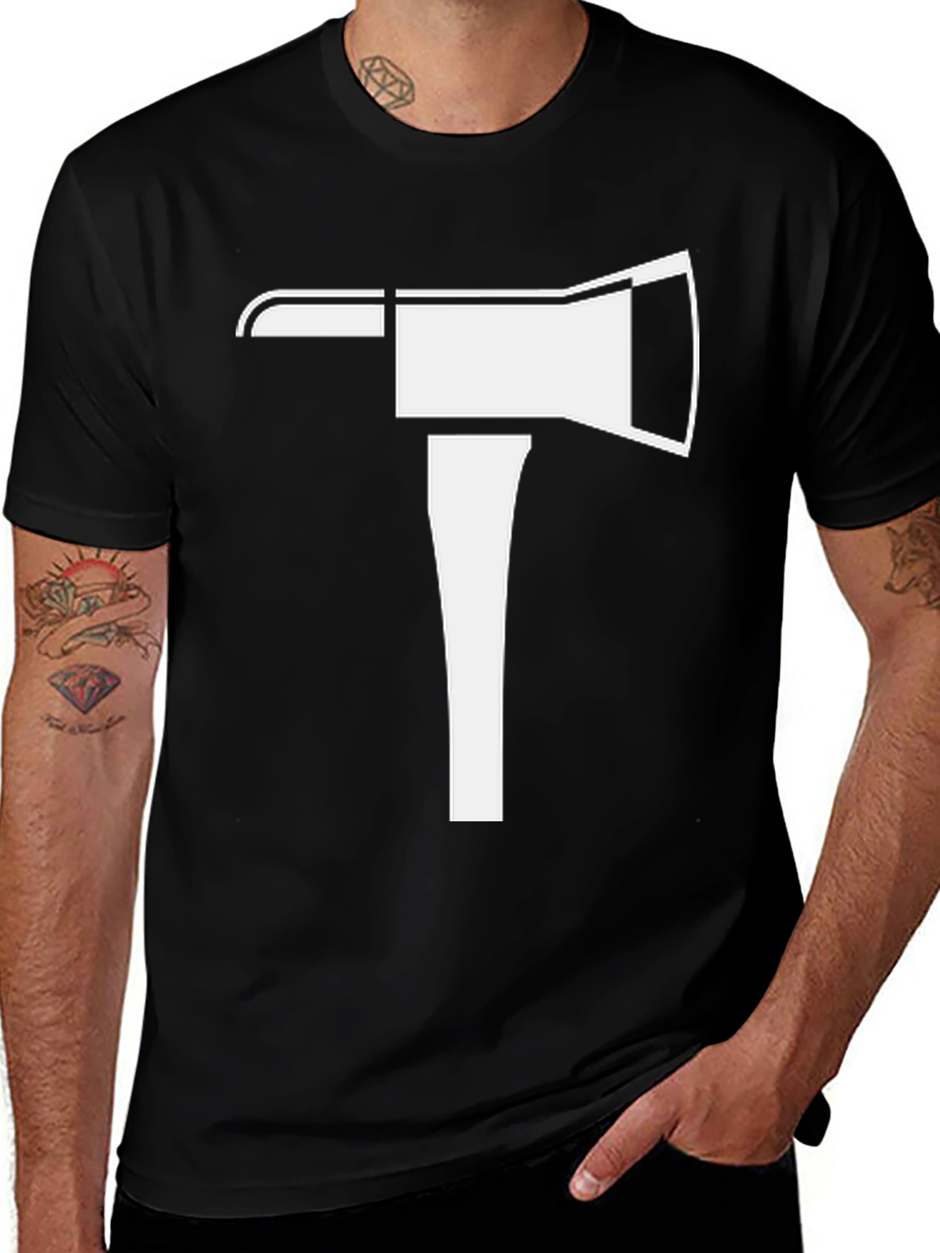 Variant 17 of Axe Graphic Tee - Black Cotton Casual Shirt