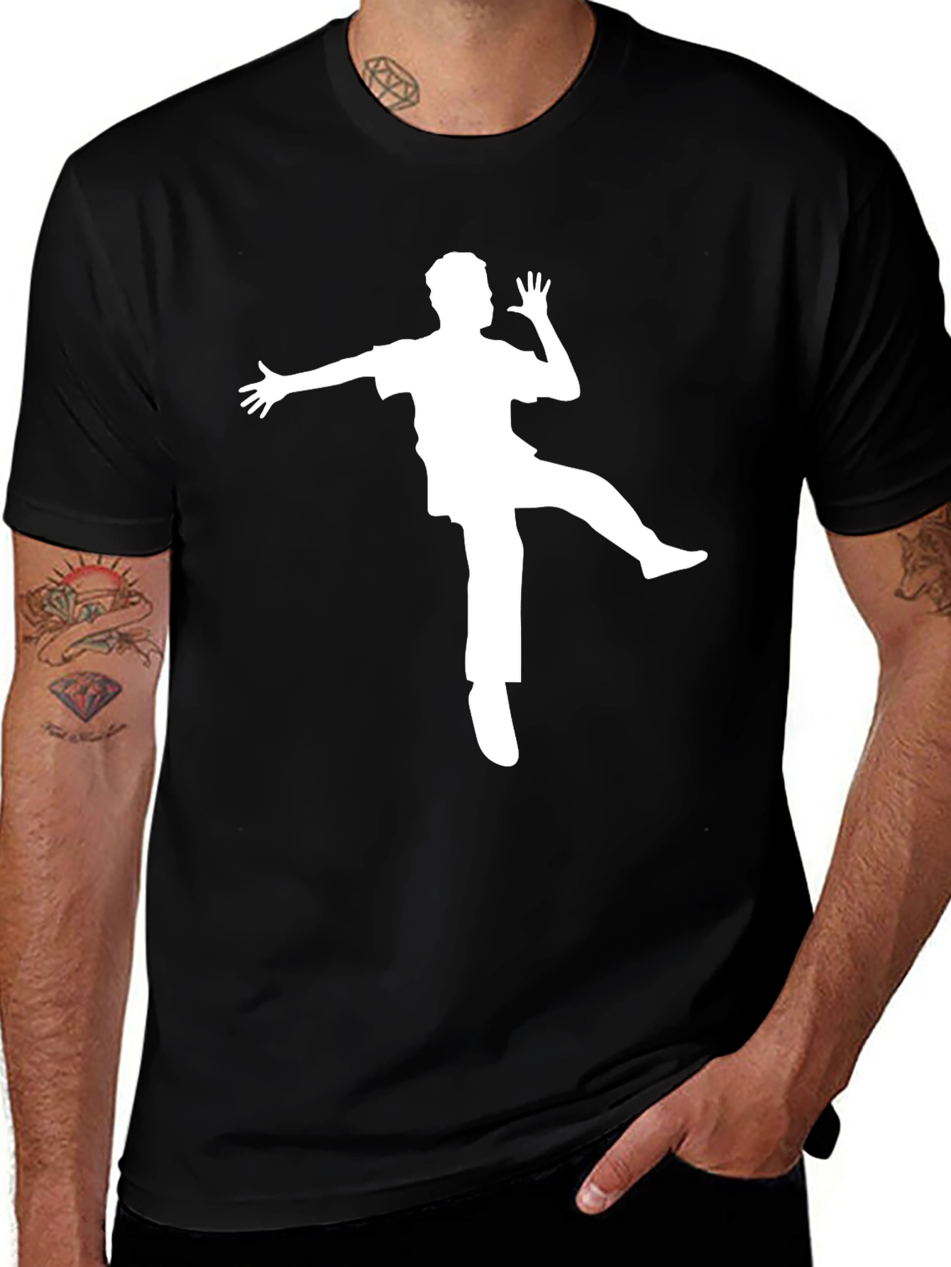 Variant 8 of Dancing Man Graphic Tee - Black Cotton Blend