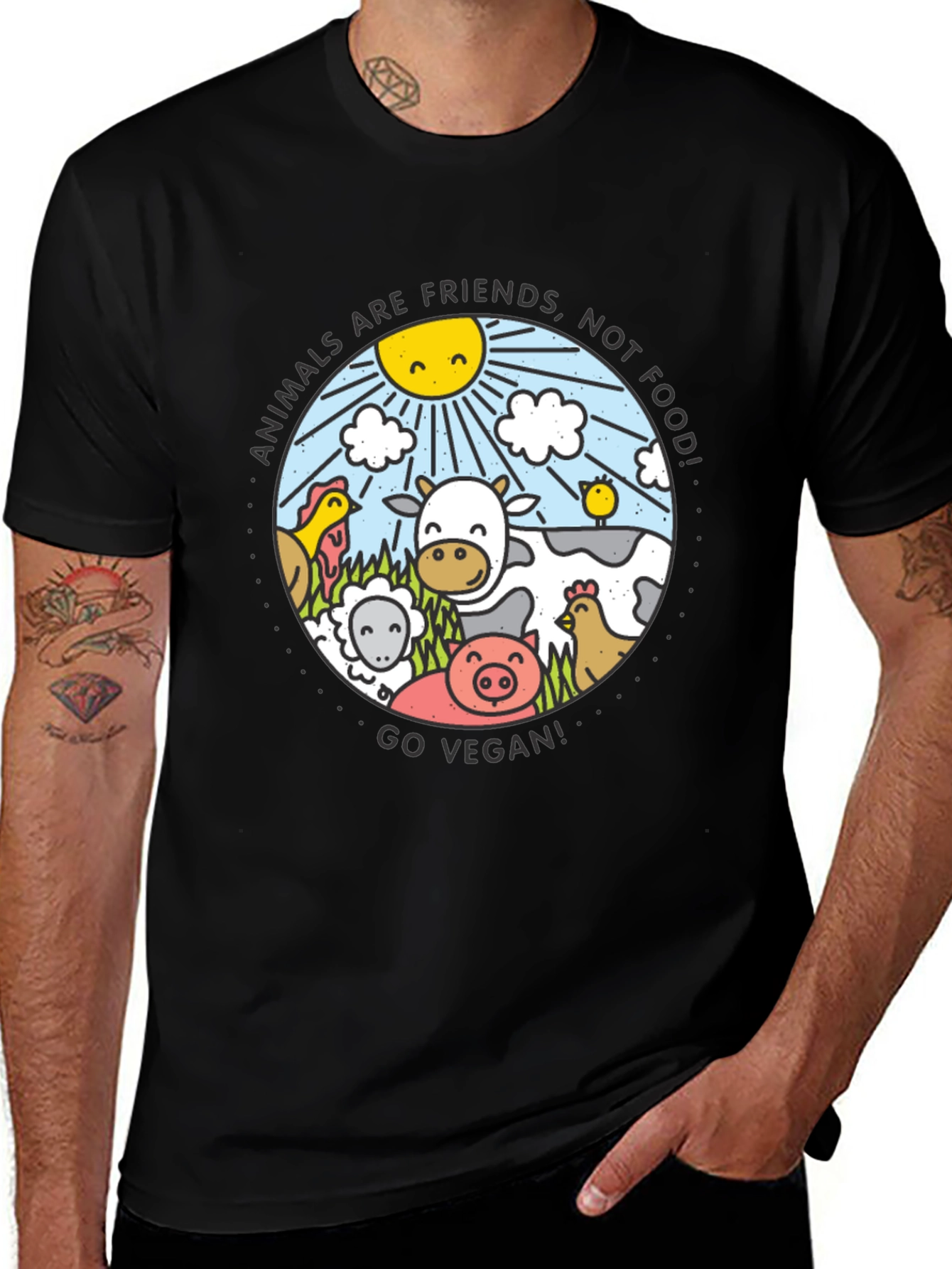 Variant 5 of Vegan Animals are Friends T-Shirt