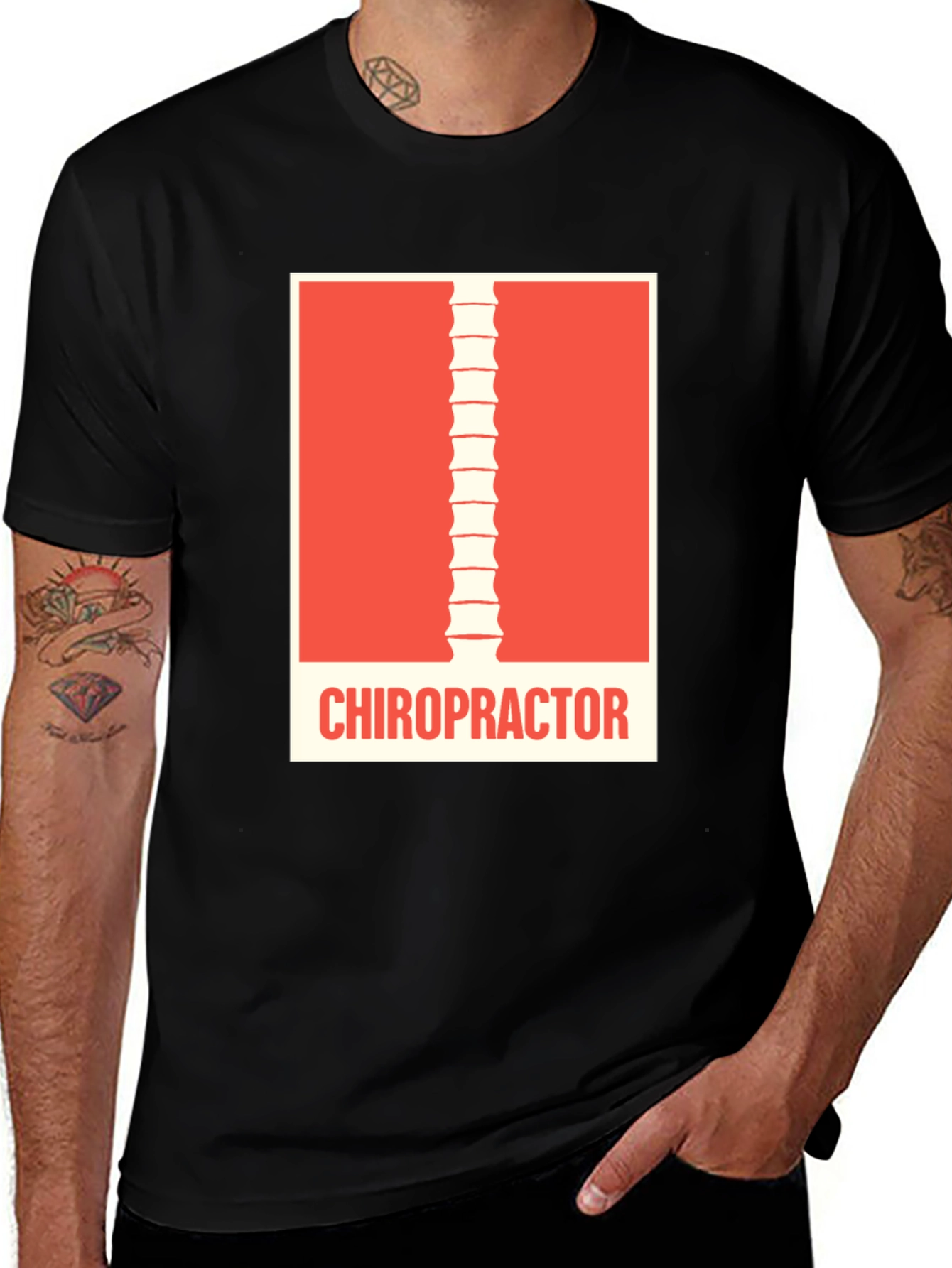 Variant 26 of Chiropractor Graphic Tee - Spine Design Black T-Shirt