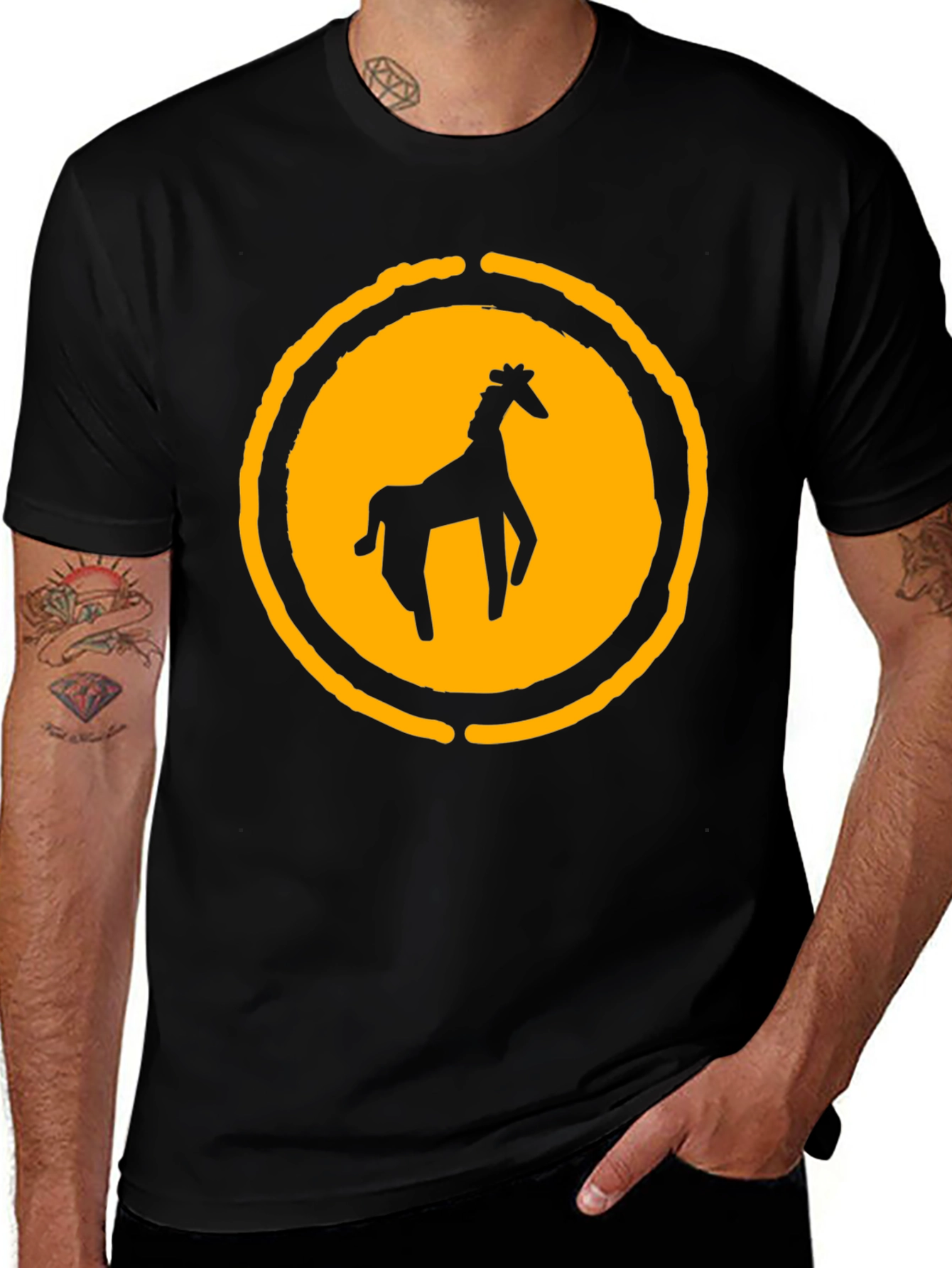Variant 9 of Black T-Shirt with Giraffe Graphic