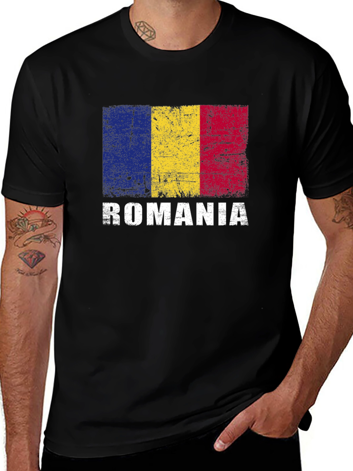 Romania Flag T-Shirt - Distressed Design