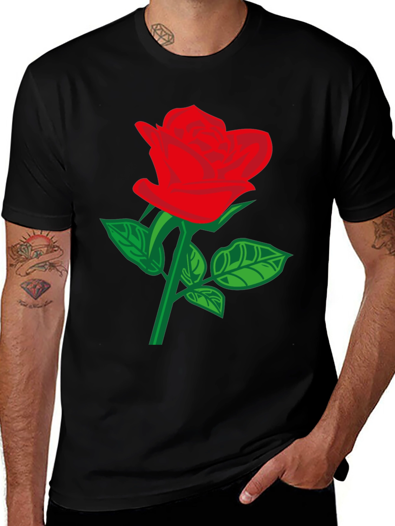 Variant 24 of Black Rose T-Shirt - Stylish Floral Design