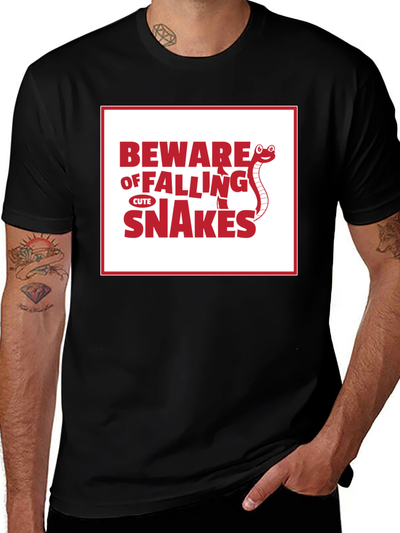 Variant 9 of Beware of Falling Cute Snakes Graphic T-Shirt