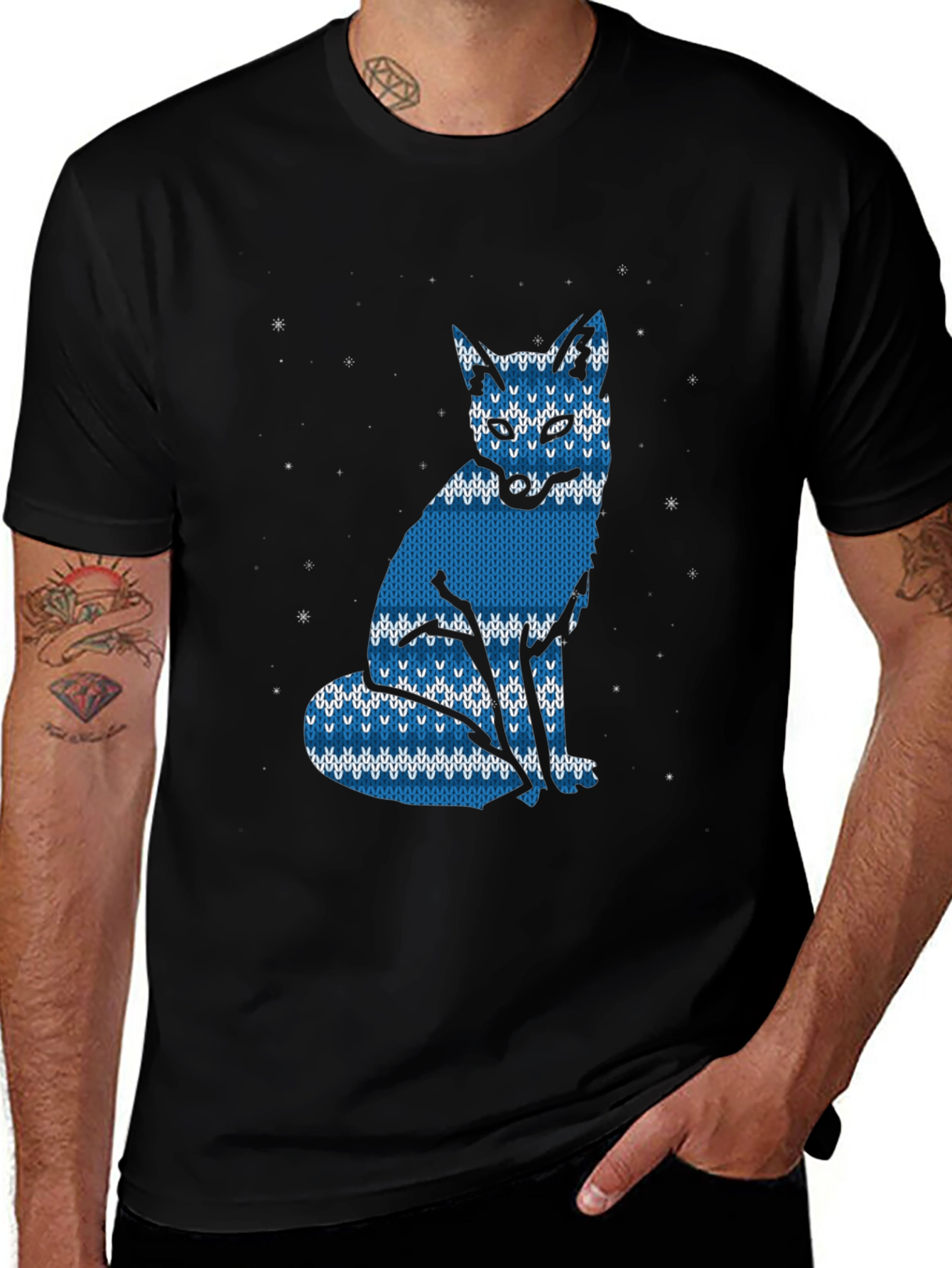Variant 30 of Blue Knitted Fox Graphic Tee