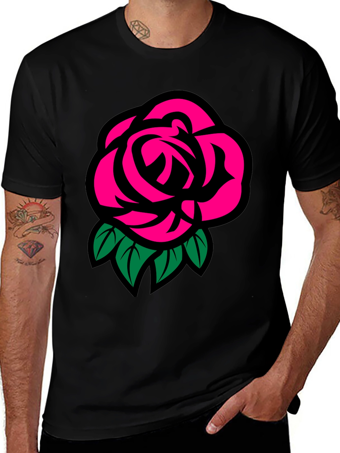 Variant 22 of Rose Graphic Tee - Bold Floral Design