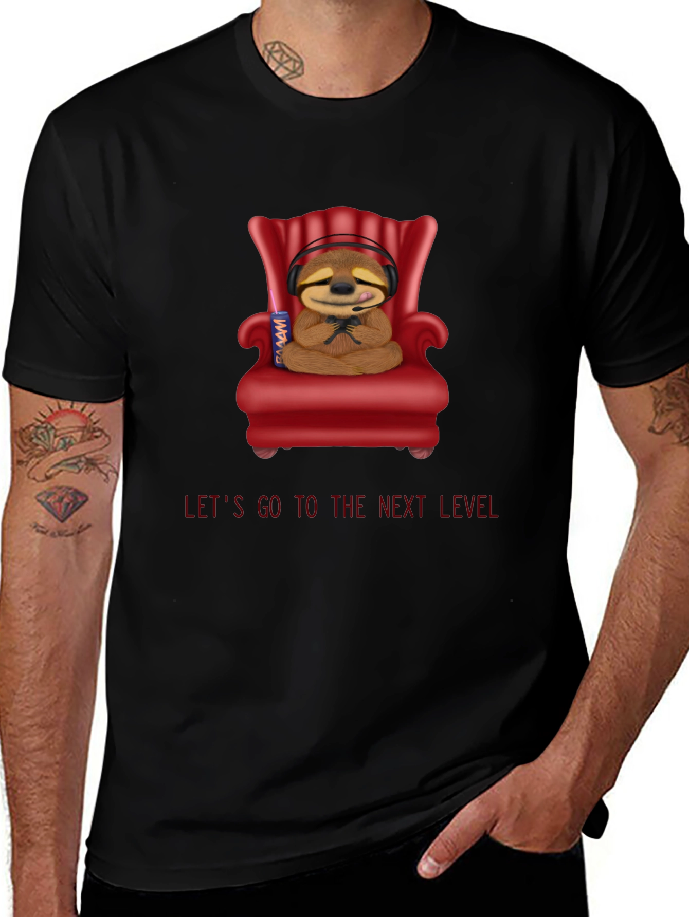 Variant 5 of Gamer Sloth T-Shirt - Let's Go to The Next Level!
