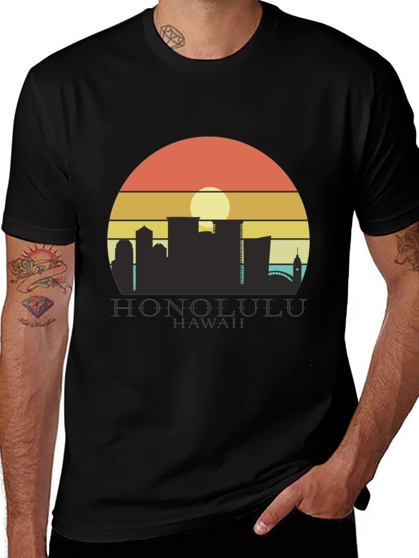 Honolulu Hawaii Sunset Graphic T-Shirt